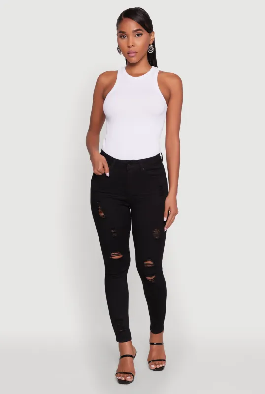 Briana Whiskered Distressed Skinny Leg Jeans sold by Rainbow