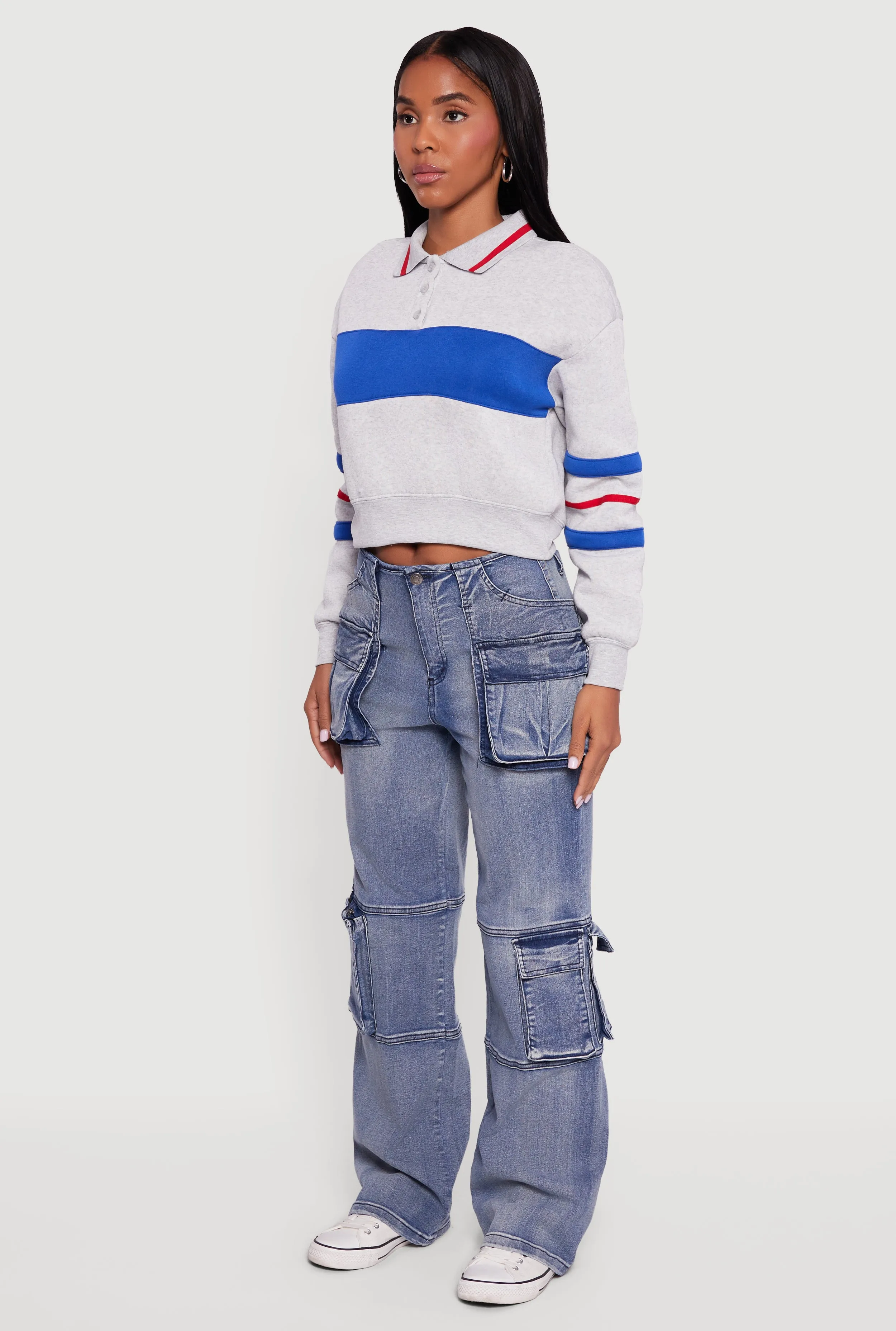 Acid Wash Mid Rise Cargo Straight-Leg Jeans sold by Rainbow product image thumbnail 3