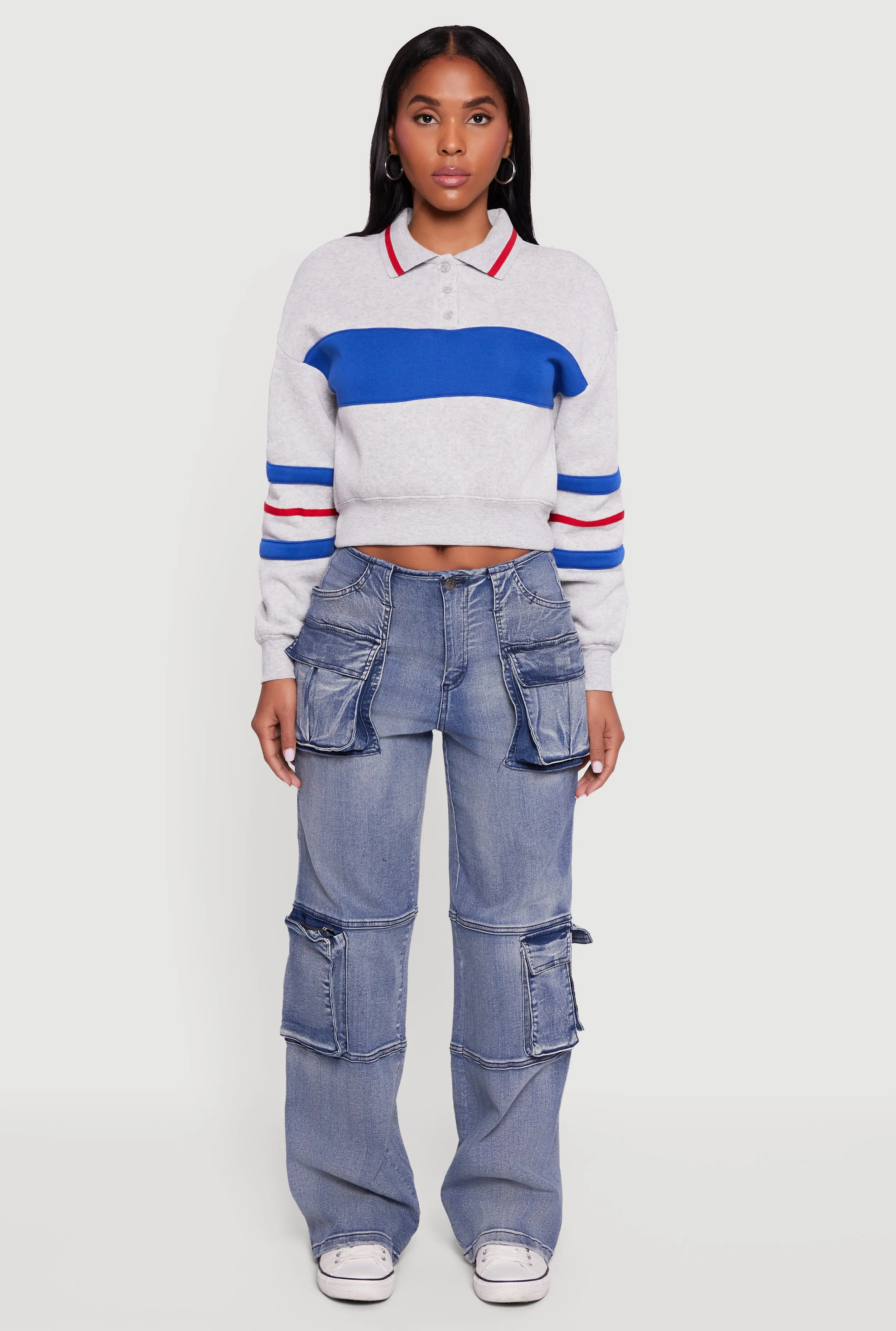 Acid Wash Mid Rise Cargo Straight-Leg Jeans sold by Rainbow product image thumbnail 2