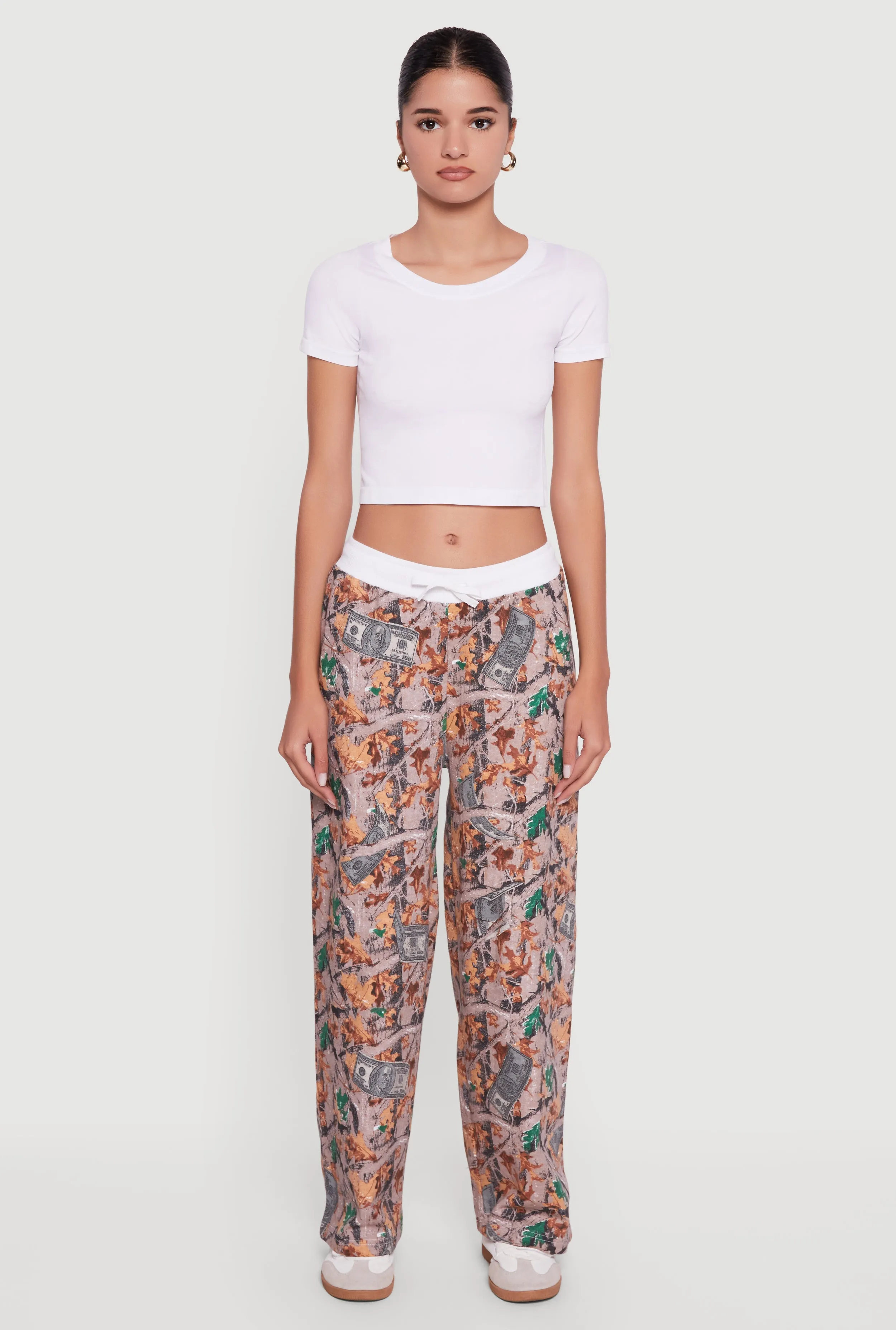 Contrast Trim Hunter Camo Wide Leg Sweatpants sold by Rainbow product image thumbnail 2