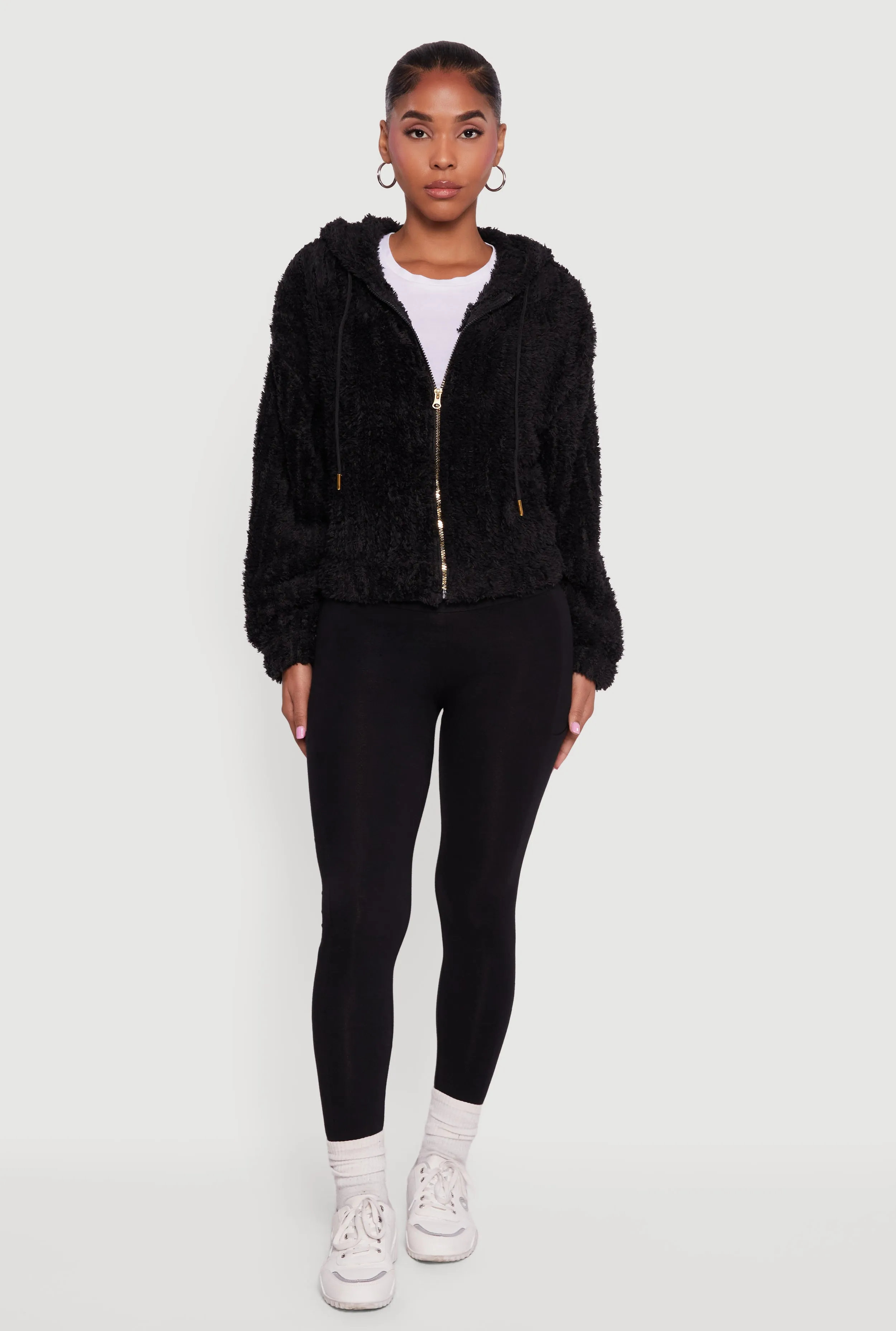 Oversized Ribbed Knit Hooded Sherpa Jacket sold by Rainbow product image thumbnail 2