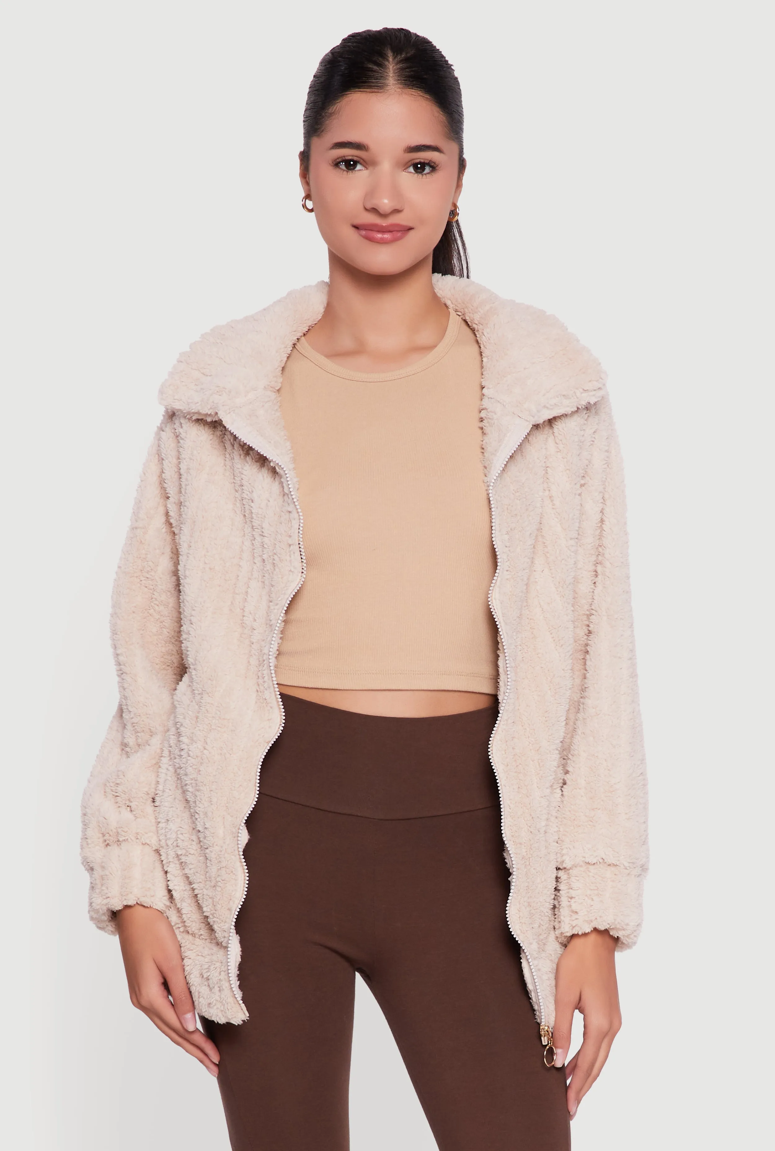 Oversized Ribbed Knit Sherpa Jacket sold by Rainbow product image thumbnail 2