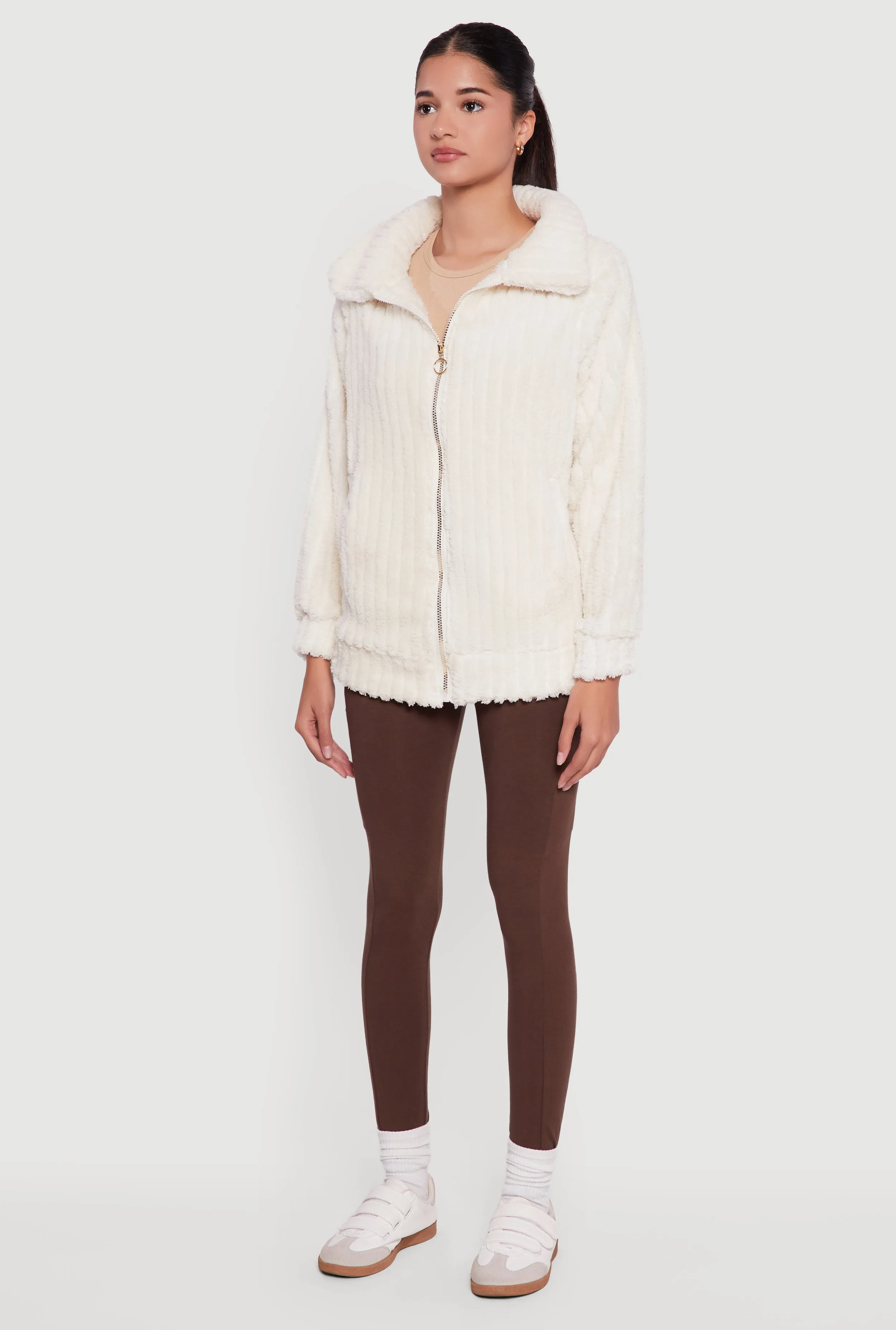 Oversized Ribbed Knit Sherpa Jacket sold by Rainbow product image thumbnail 5