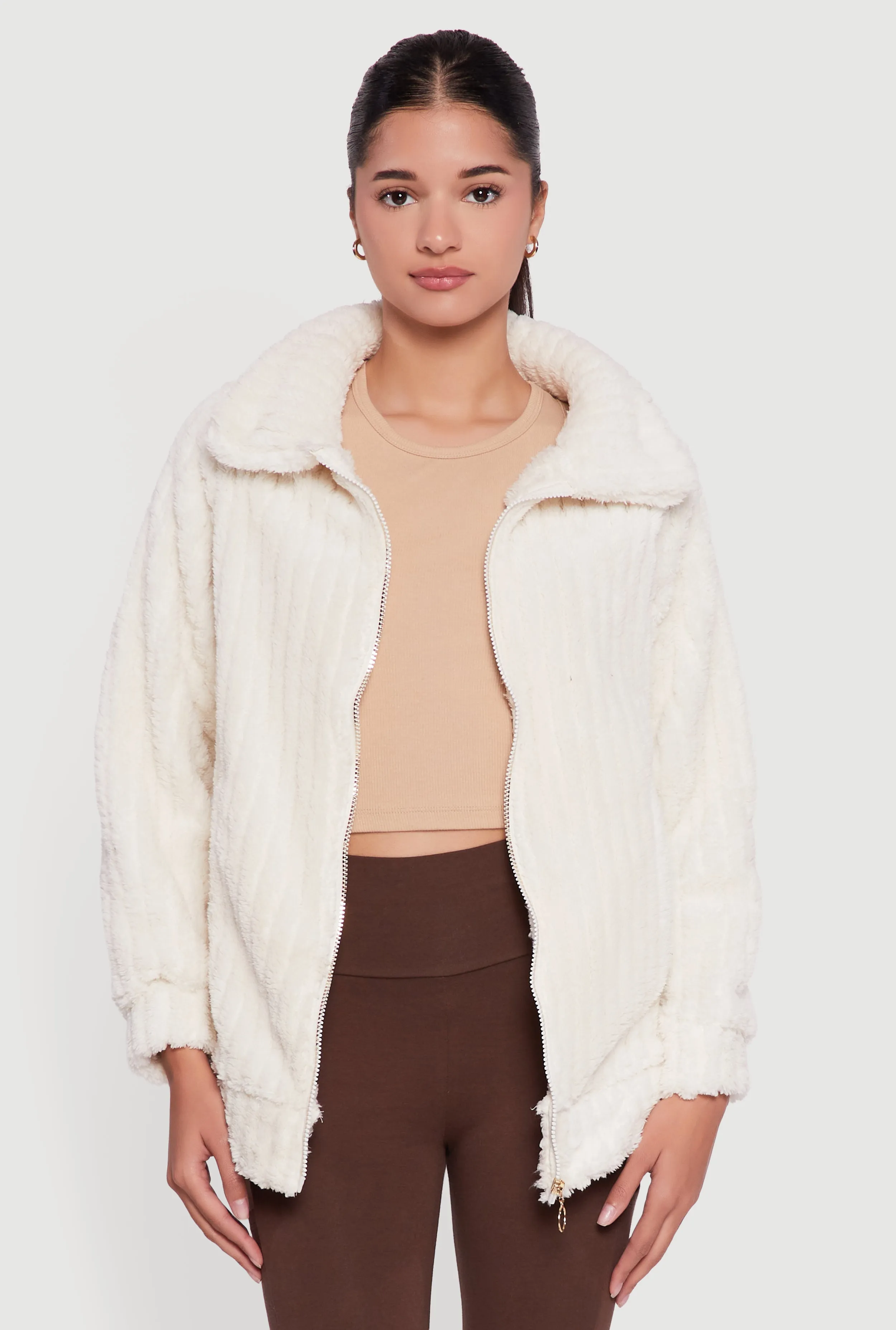 Oversized Ribbed Knit Sherpa Jacket sold by Rainbow product image thumbnail 2