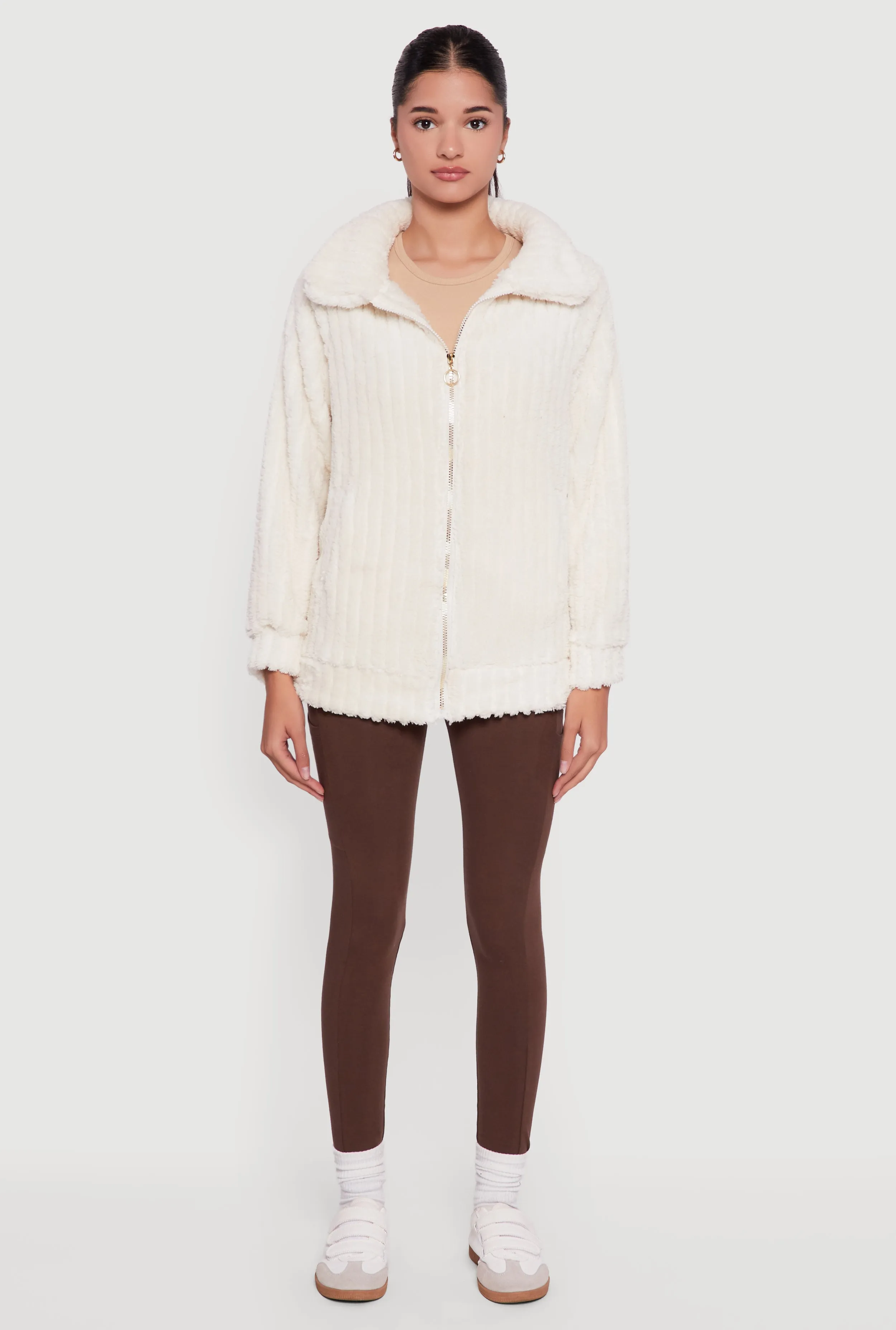 Oversized Ribbed Knit Sherpa Jacket sold by Rainbow product image thumbnail 3