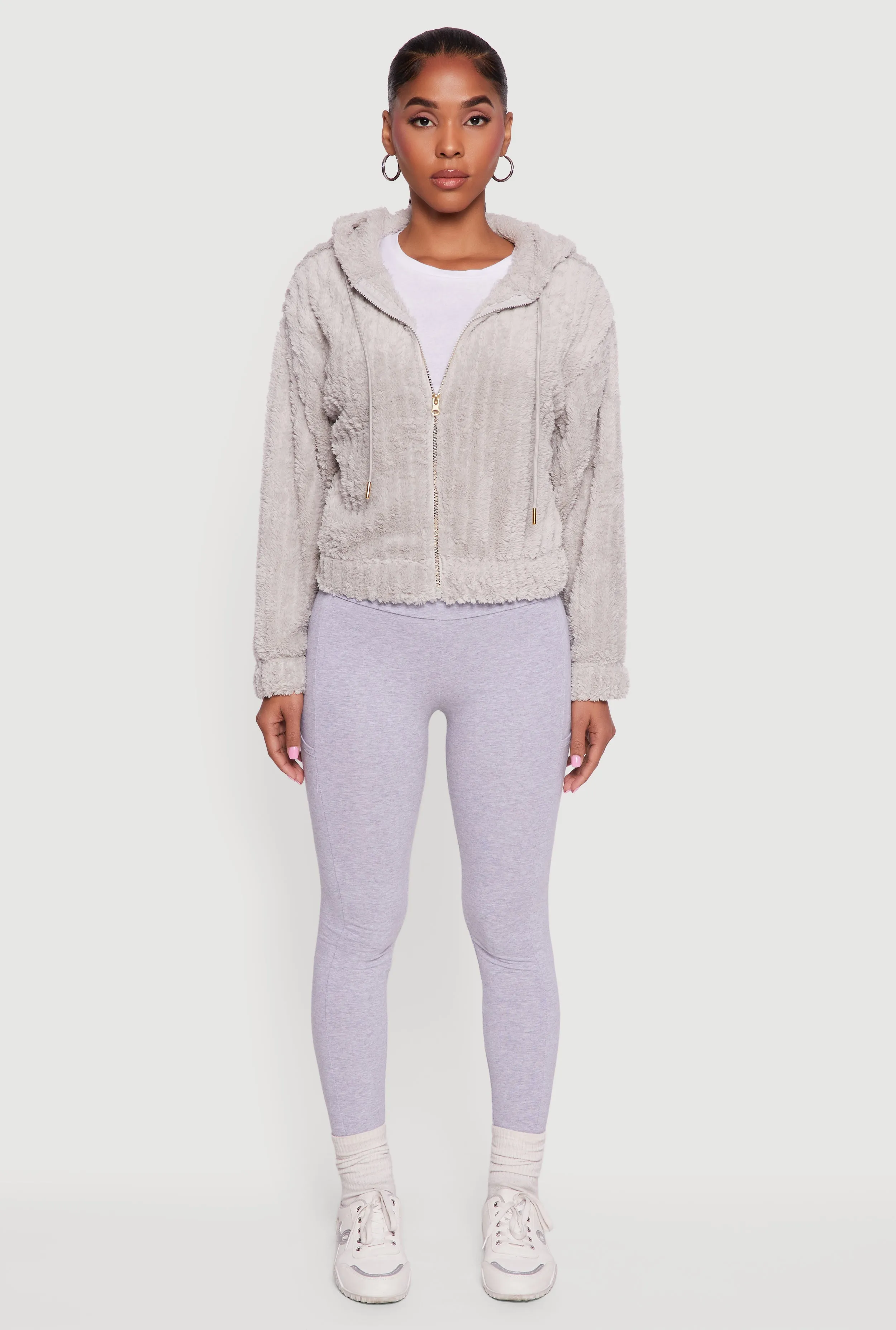 Oversized Ribbed Knit Hooded Sherpa Jacket sold by Rainbow product image thumbnail 3