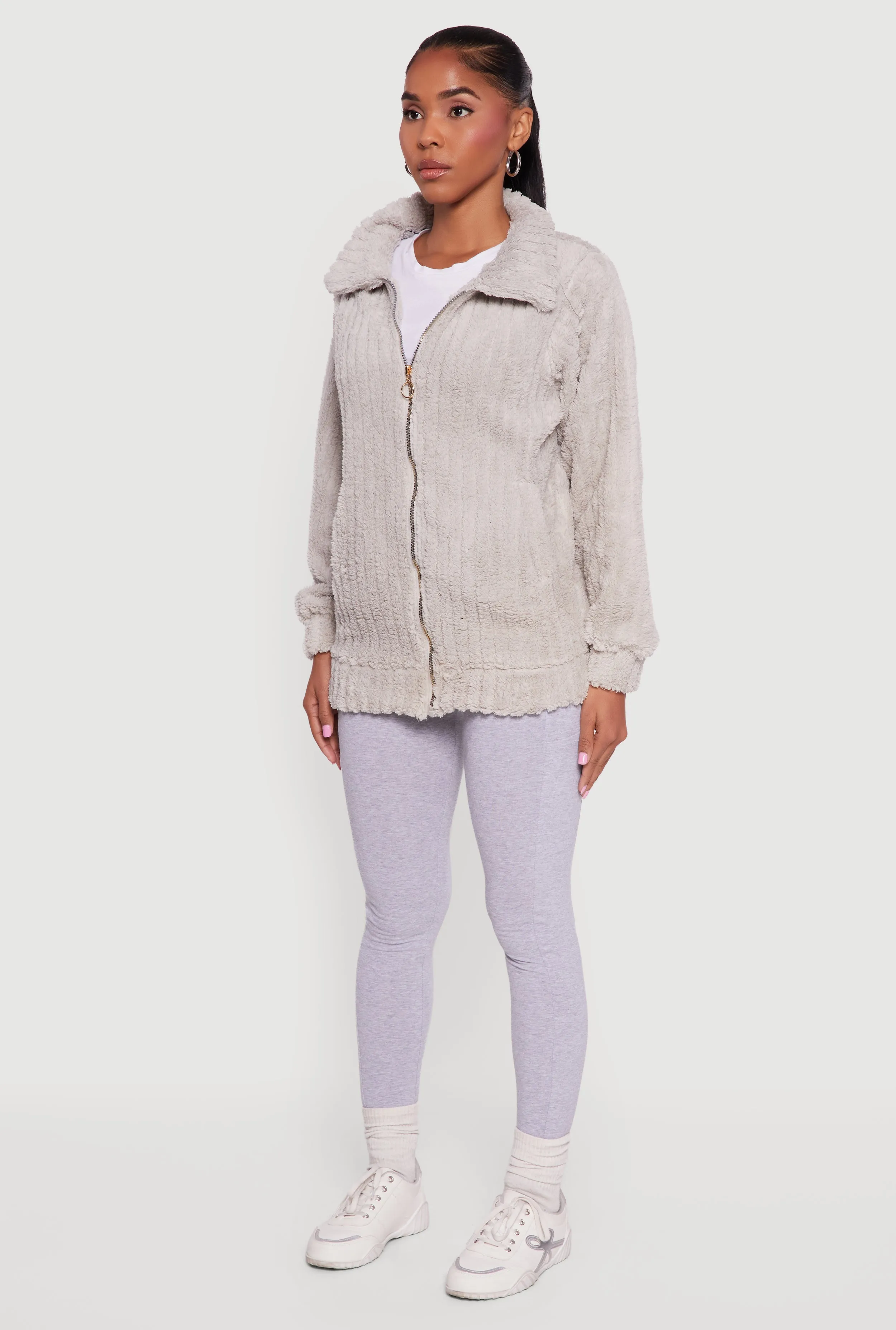 Oversized Ribbed Knit Sherpa Jacket sold by Rainbow product image thumbnail 5
