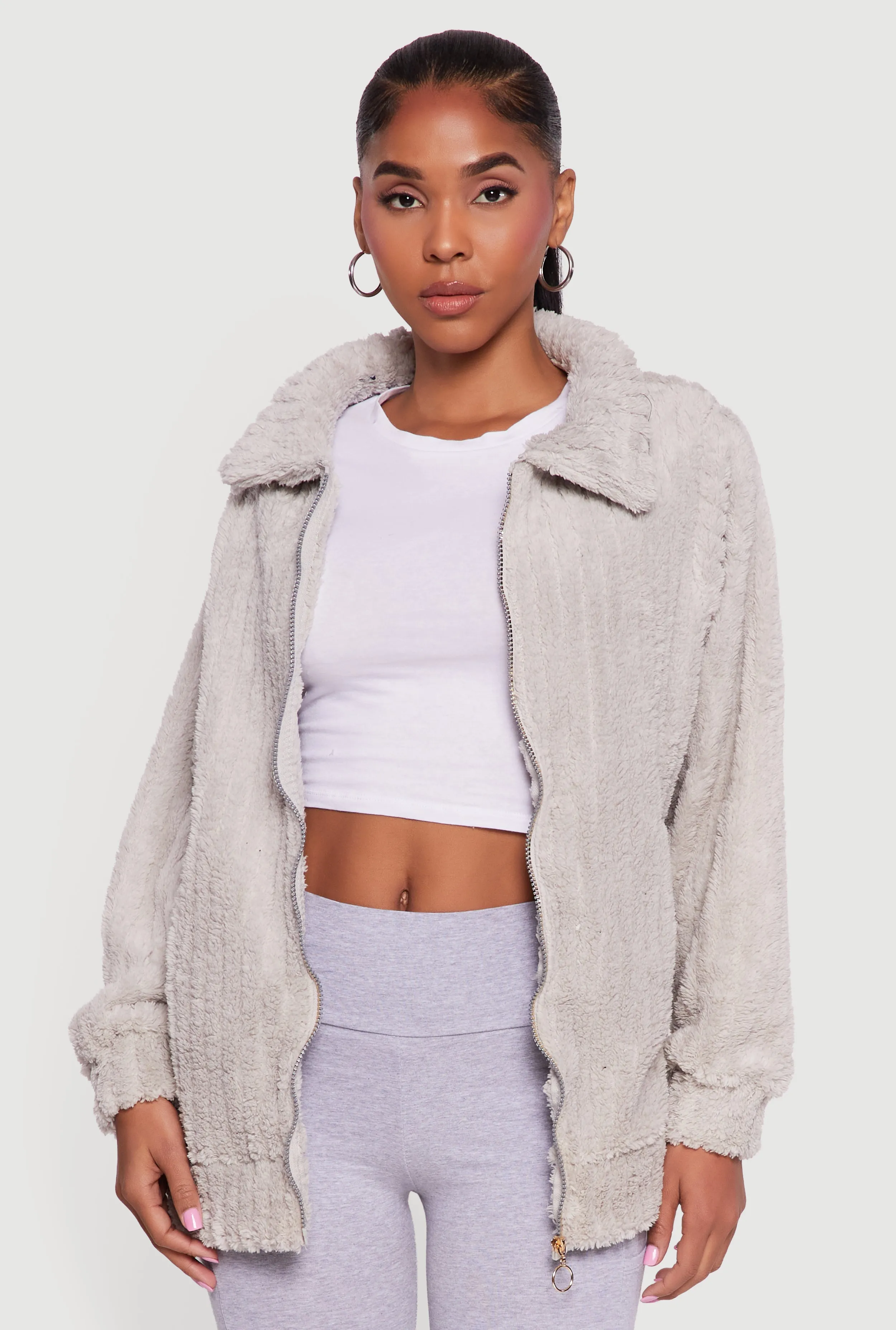 Oversized Ribbed Knit Sherpa Jacket sold by Rainbow product image thumbnail 2