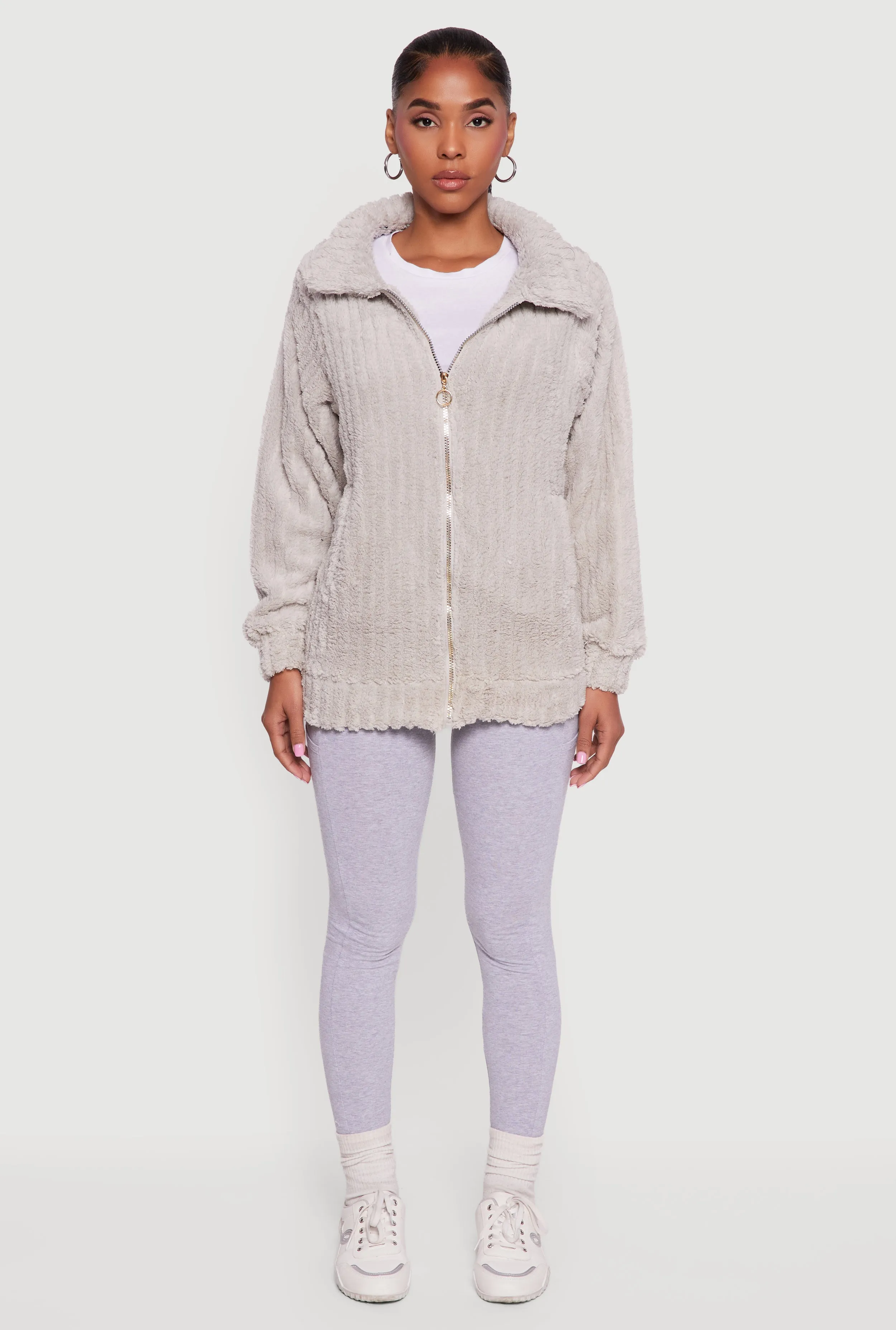 Oversized Ribbed Knit Sherpa Jacket sold by Rainbow product image thumbnail 3