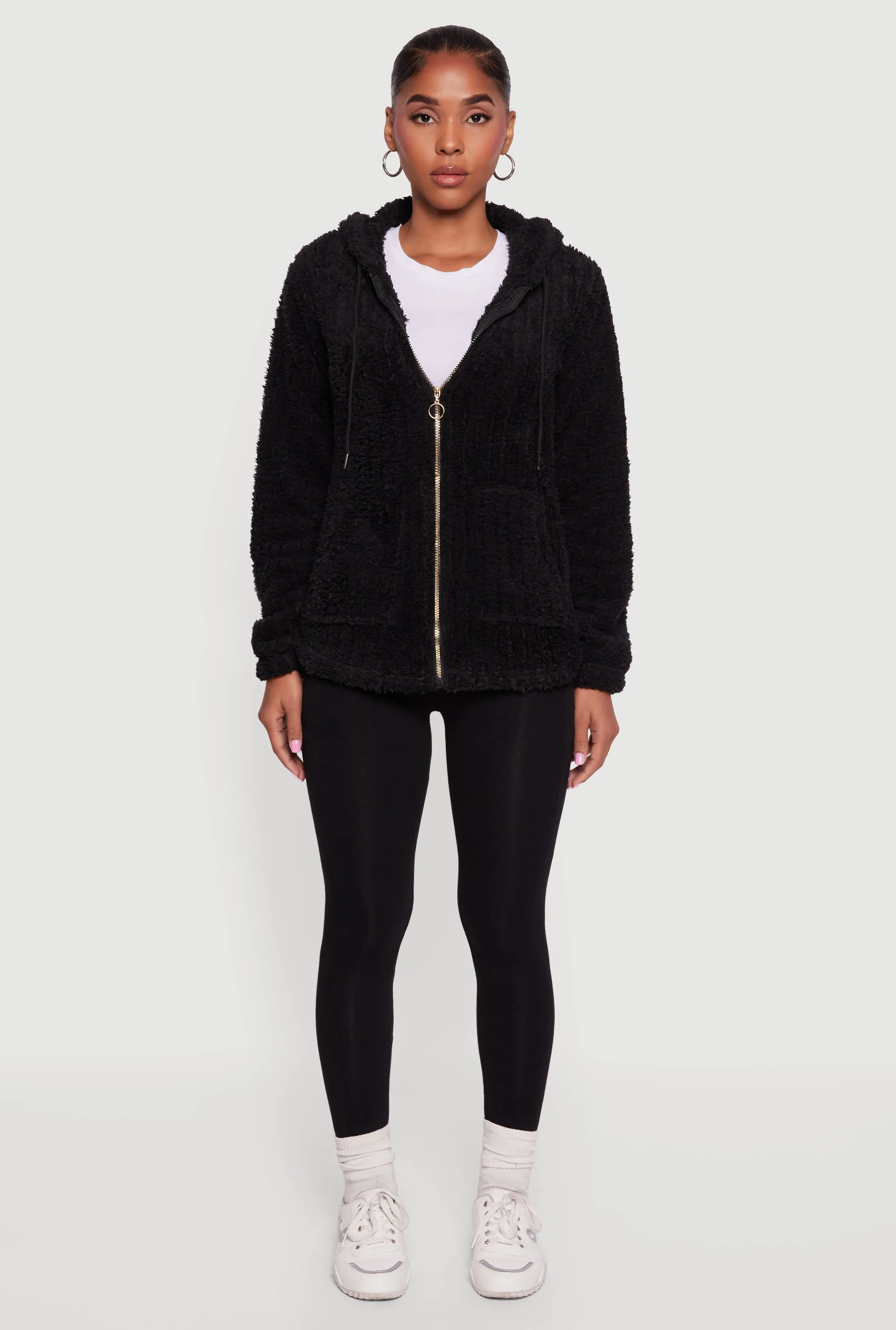 Hooded Oversized Ribbed Knit Sherpa Jacket sold by Rainbow product image thumbnail 3