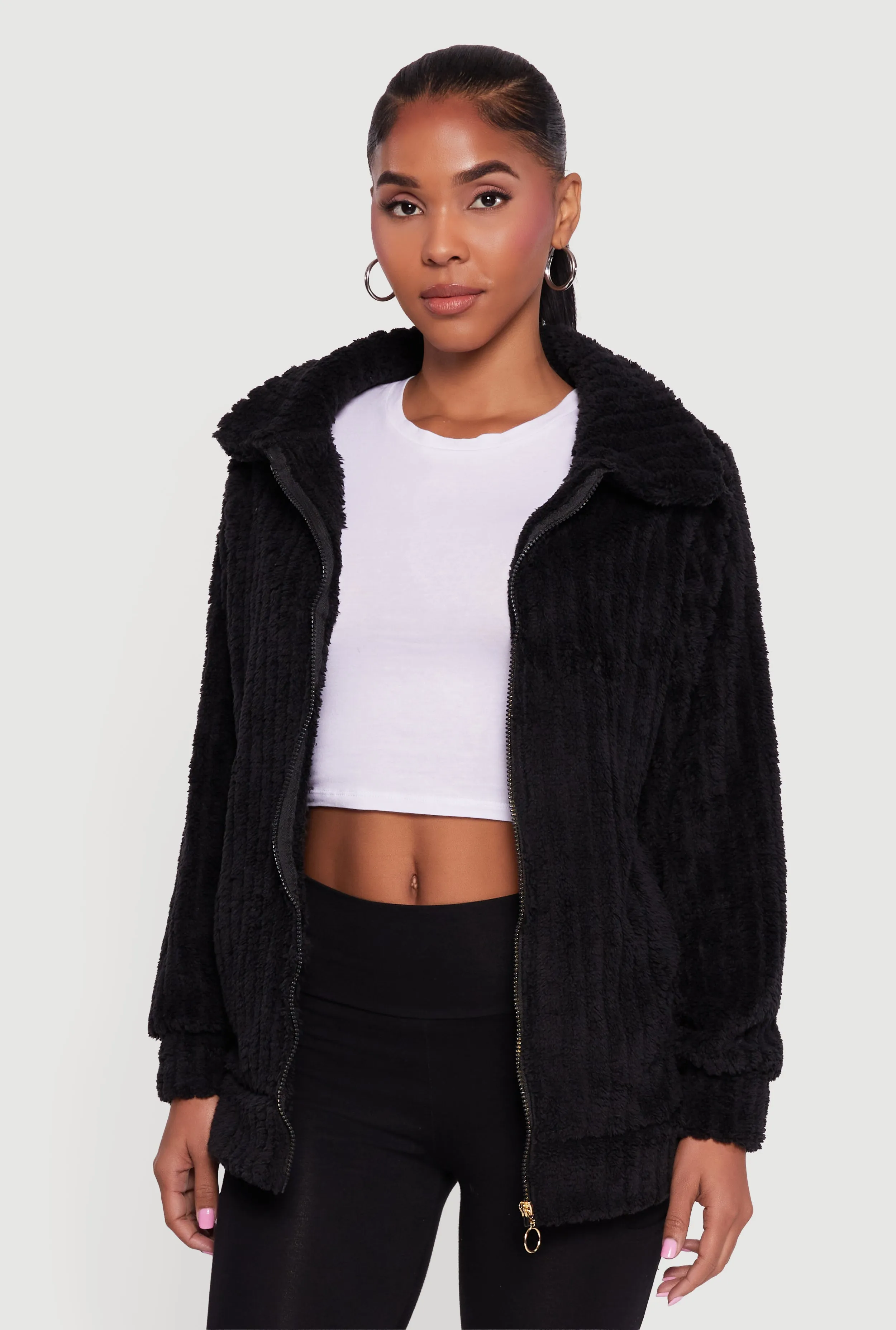 Oversized Ribbed Knit Sherpa Jacket sold by Rainbow product image thumbnail 2