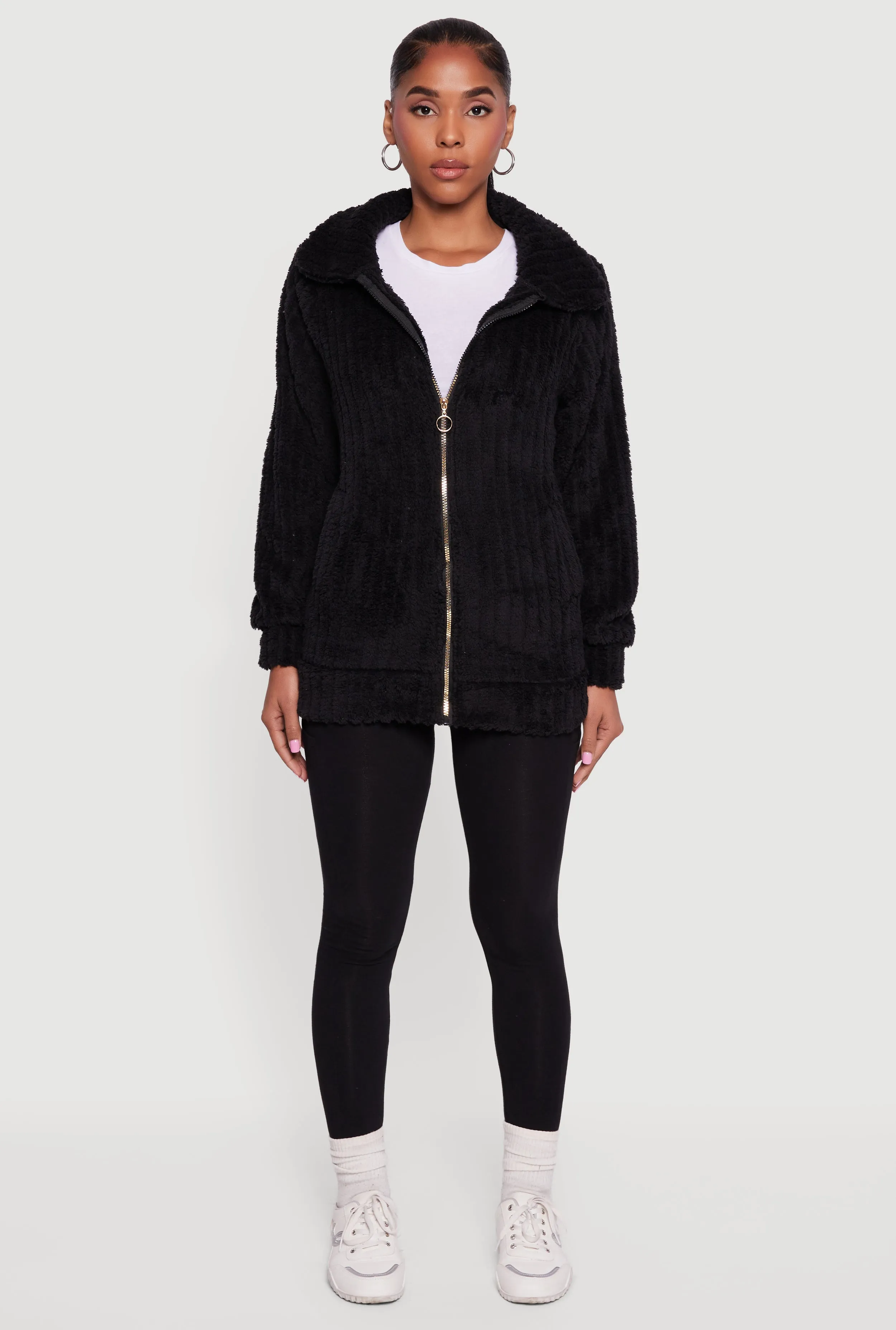 Oversized Ribbed Knit Sherpa Jacket sold by Rainbow product image thumbnail 3