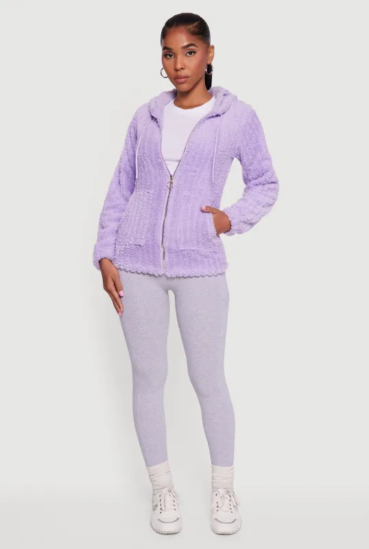 Hooded Oversized Ribbed Knit Sherpa Jacket sold by Rainbow