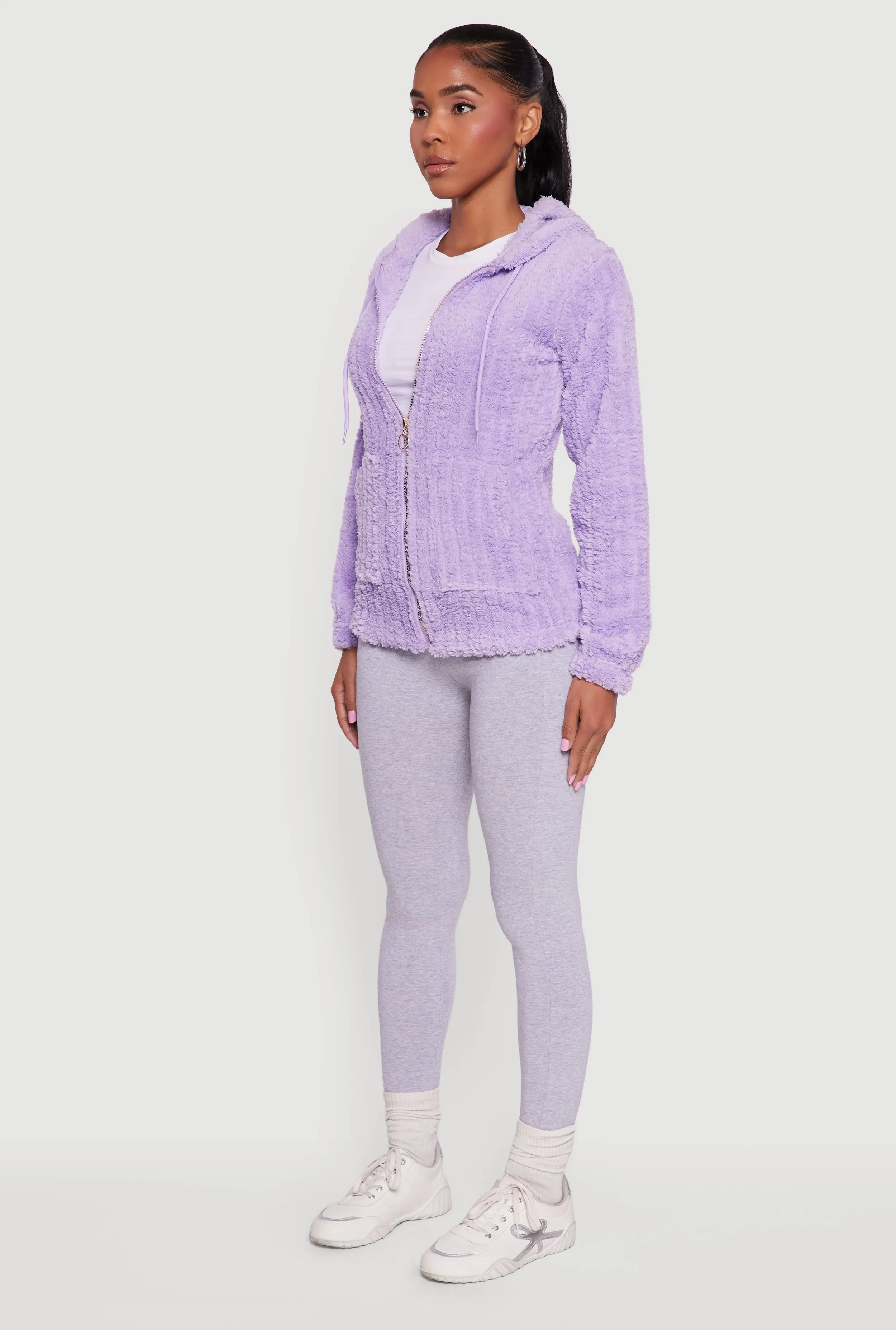 Hooded Oversized Ribbed Knit Sherpa Jacket sold by Rainbow product image thumbnail 5