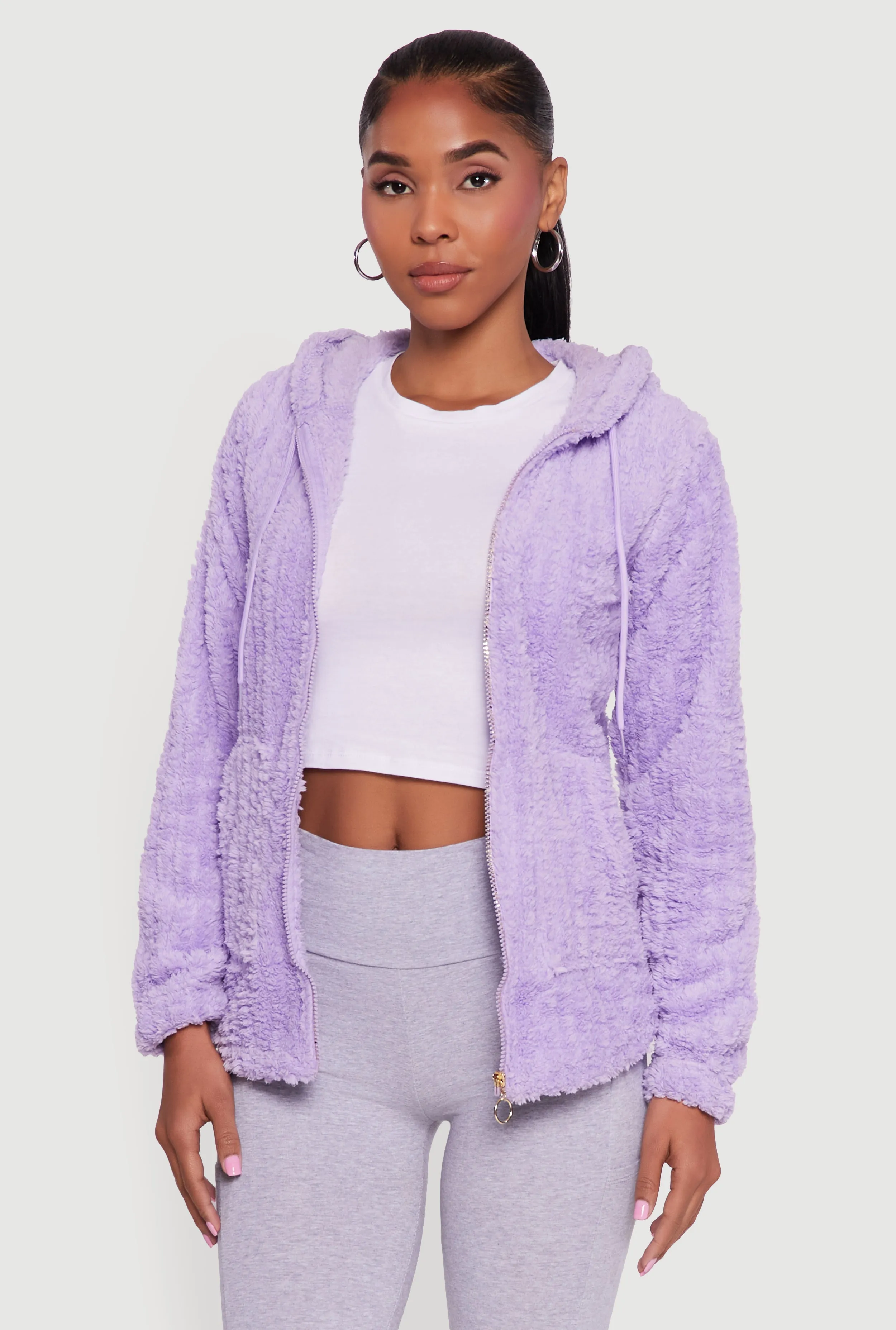 Hooded Oversized Ribbed Knit Sherpa Jacket sold by Rainbow product image thumbnail 2