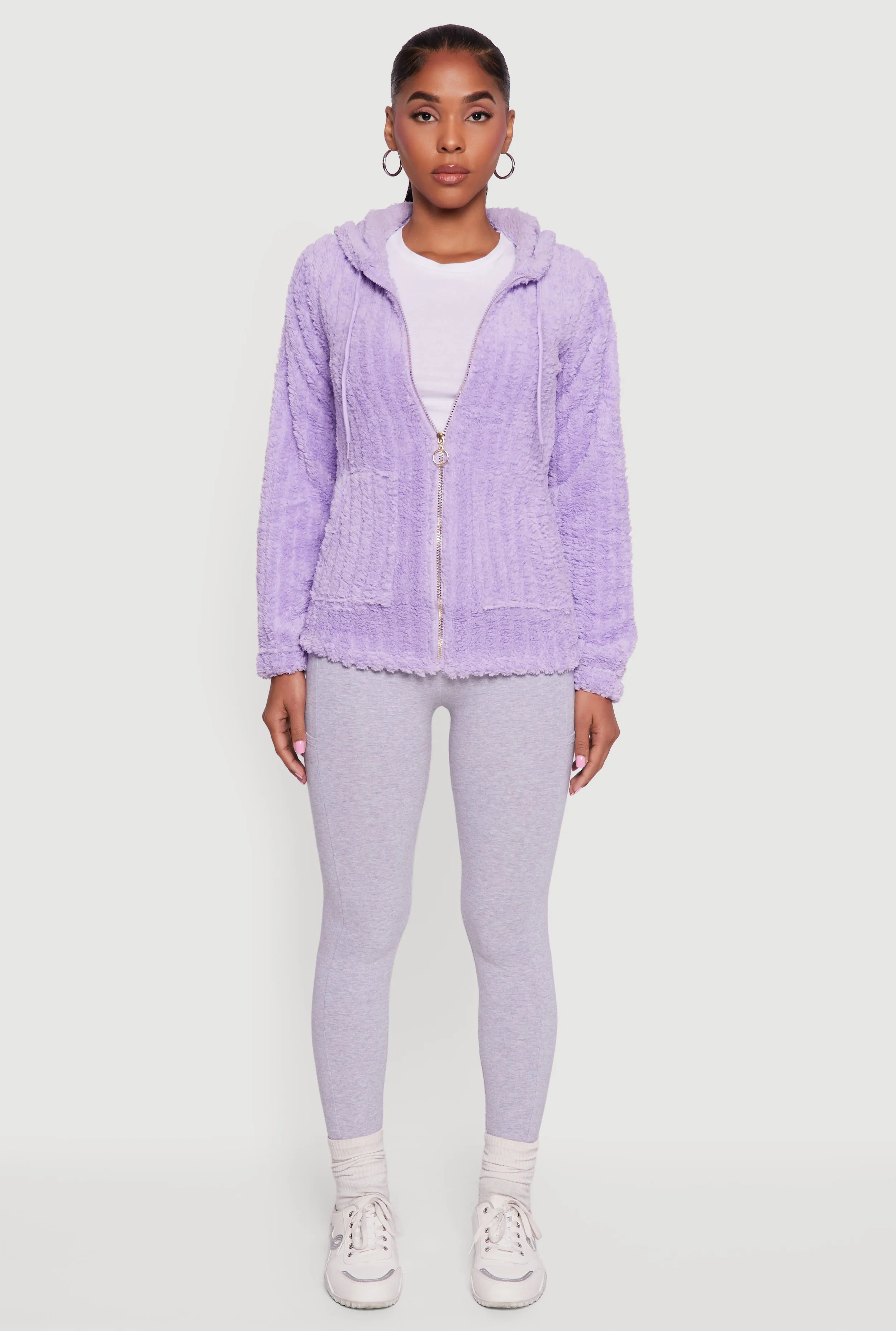 Hooded Oversized Ribbed Knit Sherpa Jacket sold by Rainbow product image thumbnail 3