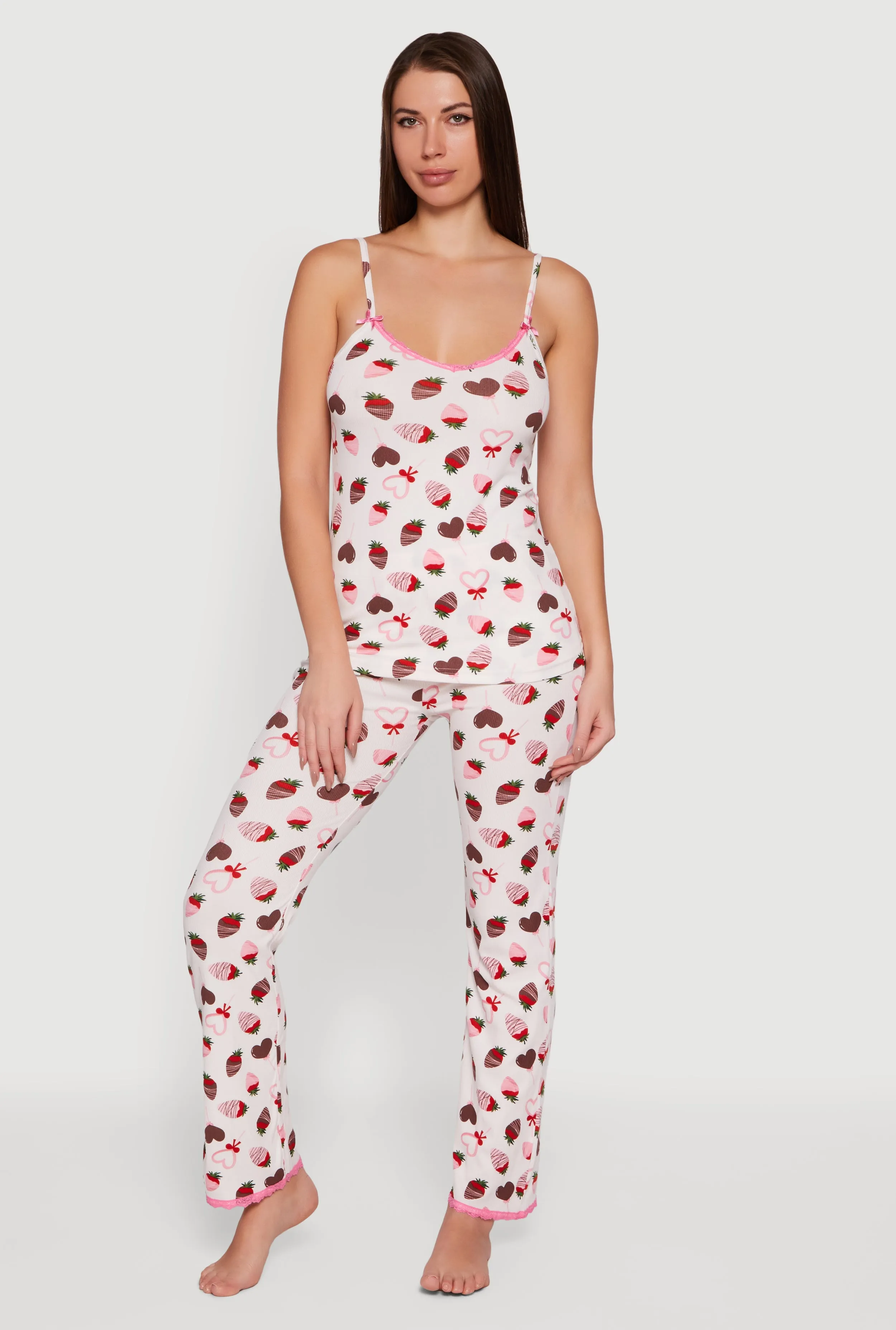 Chocolate Strawberry Print Pajama Cami and Pants sold by Rainbow product image thumbnail 2