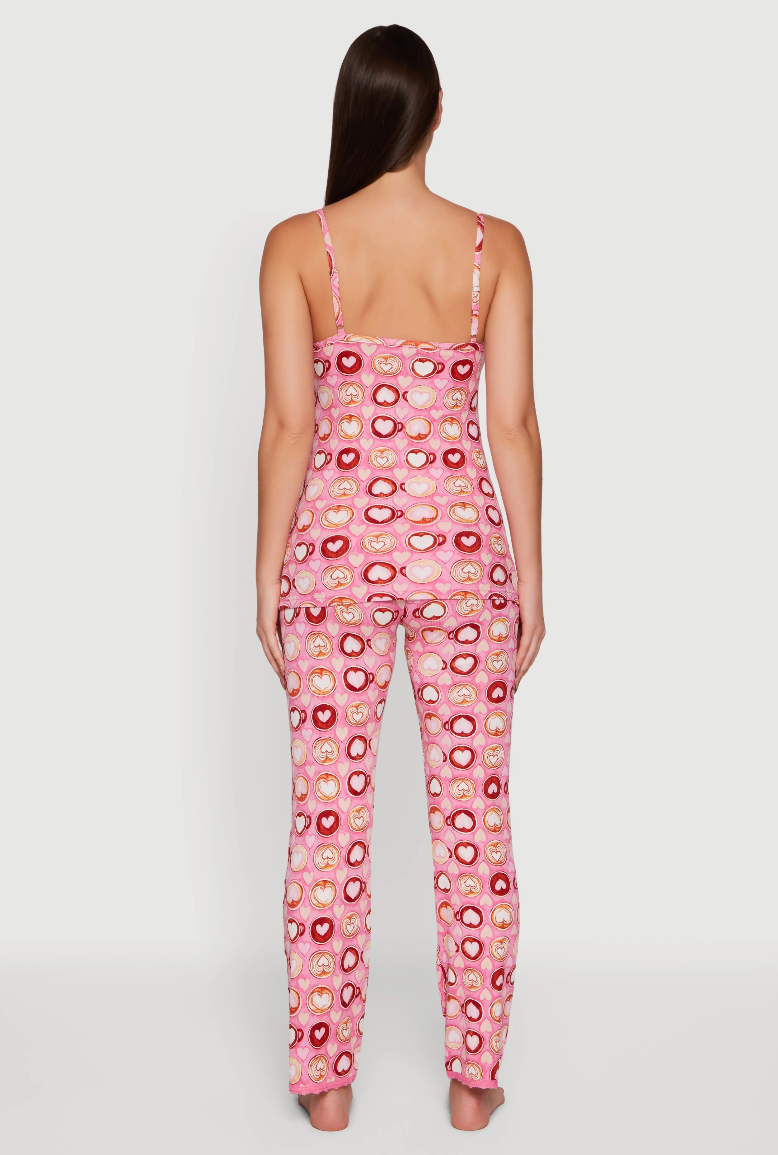 Heart Print Sleeveless Ribbed Knit Pajama Top and Pants sold by Rainbow product image thumbnail 3