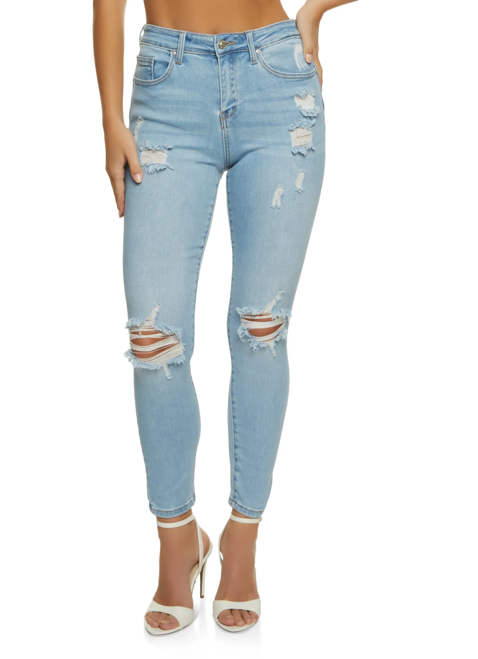 High Waisted Distressed Skinny Jeans sold by Rainbow product image thumbnail 2