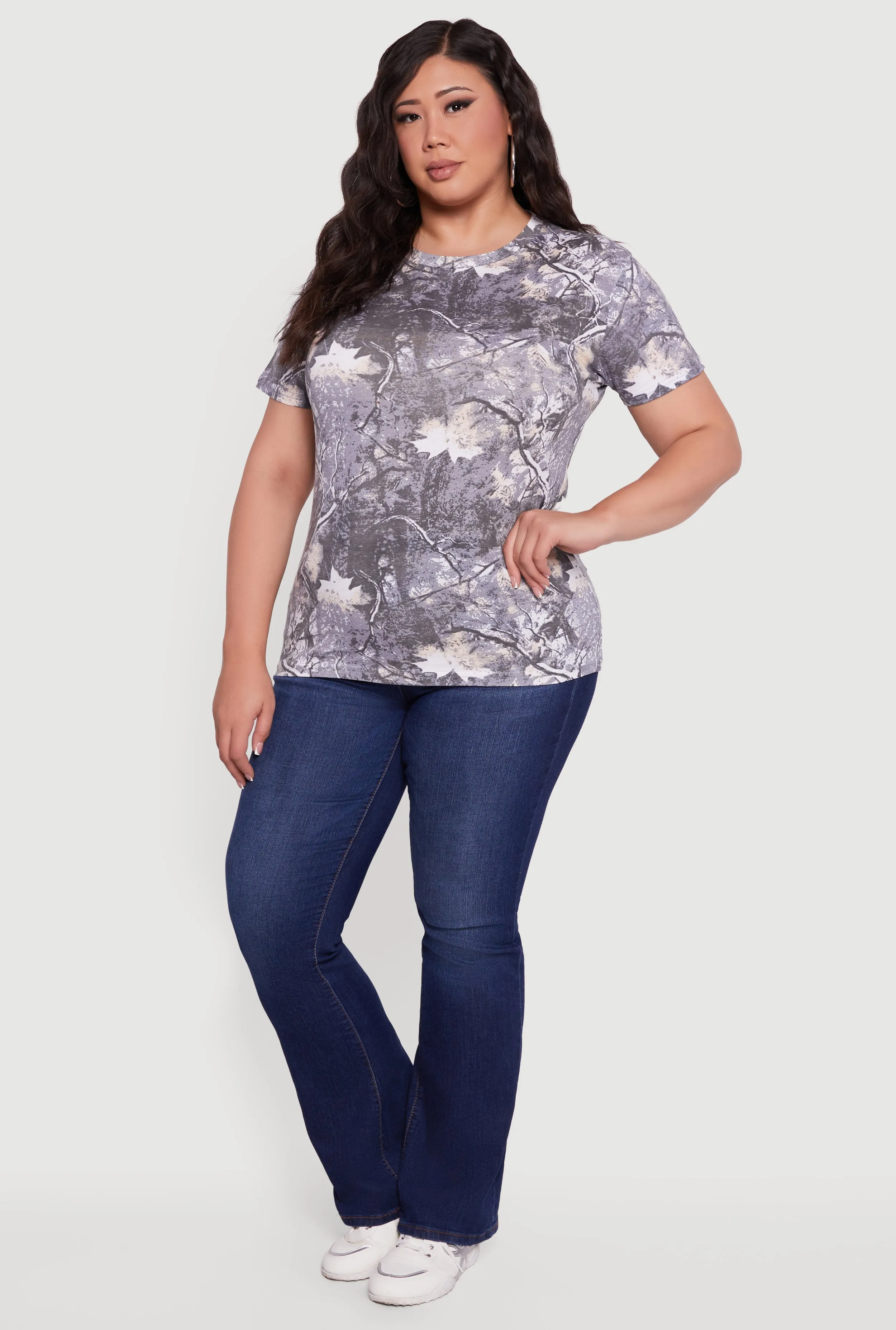 Plus Size Hunter Camo Short Sleeve Crew Neck Tee sold by Rainbow