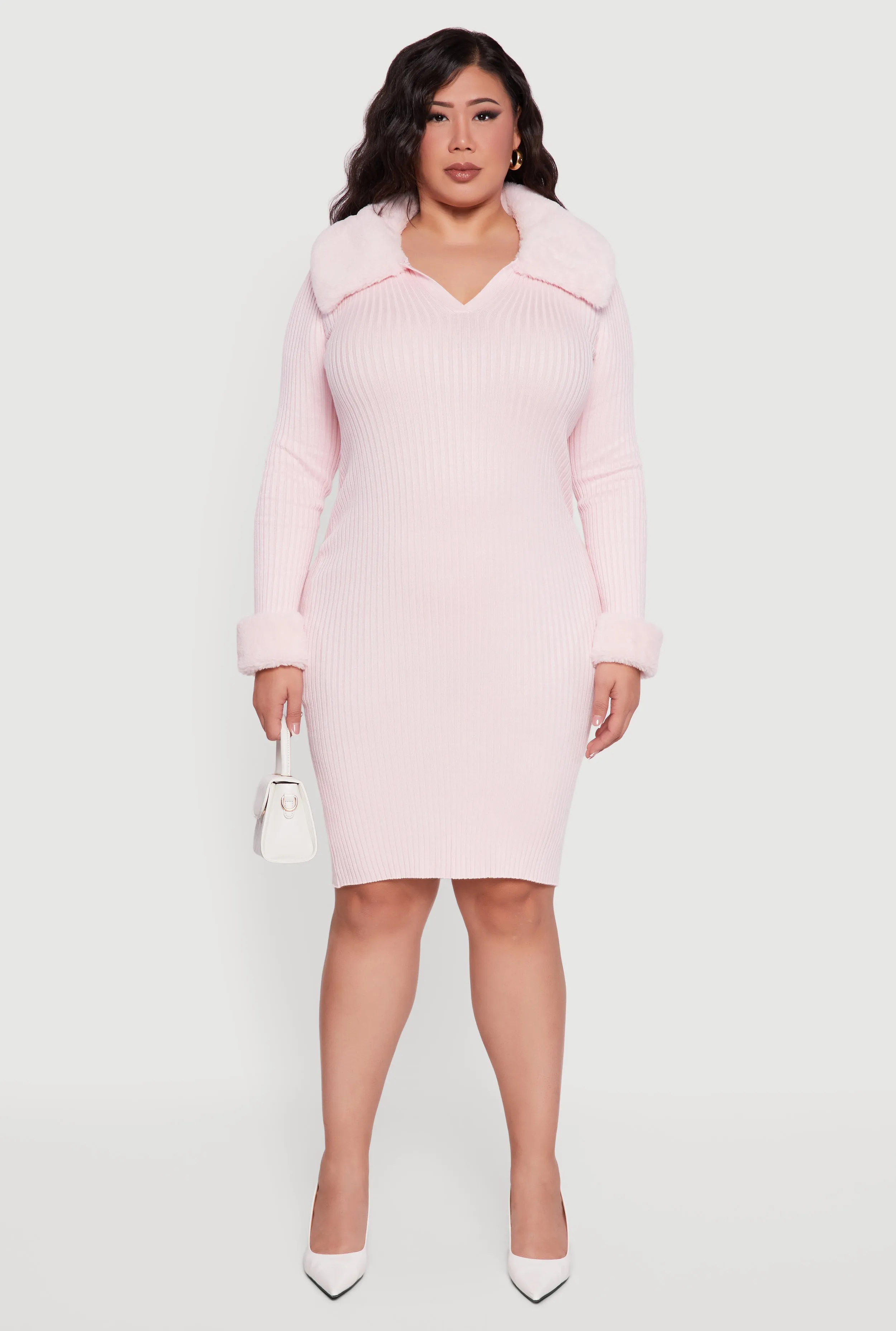 Plus Size Sweater Dress with Removable Collar and Cuffs sold by Rainbow product image thumbnail 2