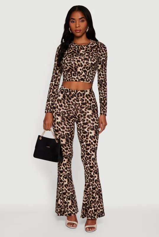 Leopard Print Pull On Flare Pants sold by Rainbow