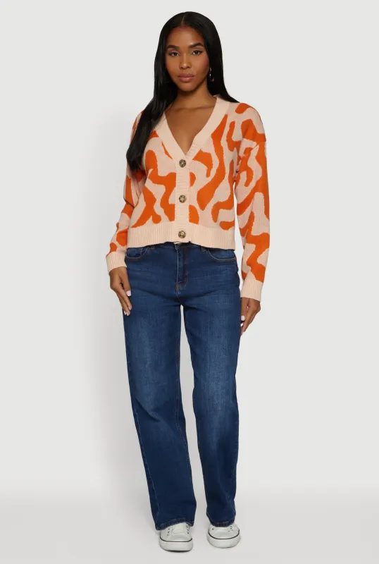 Swirl Patterned Button Front Cardigan sold by Rainbow