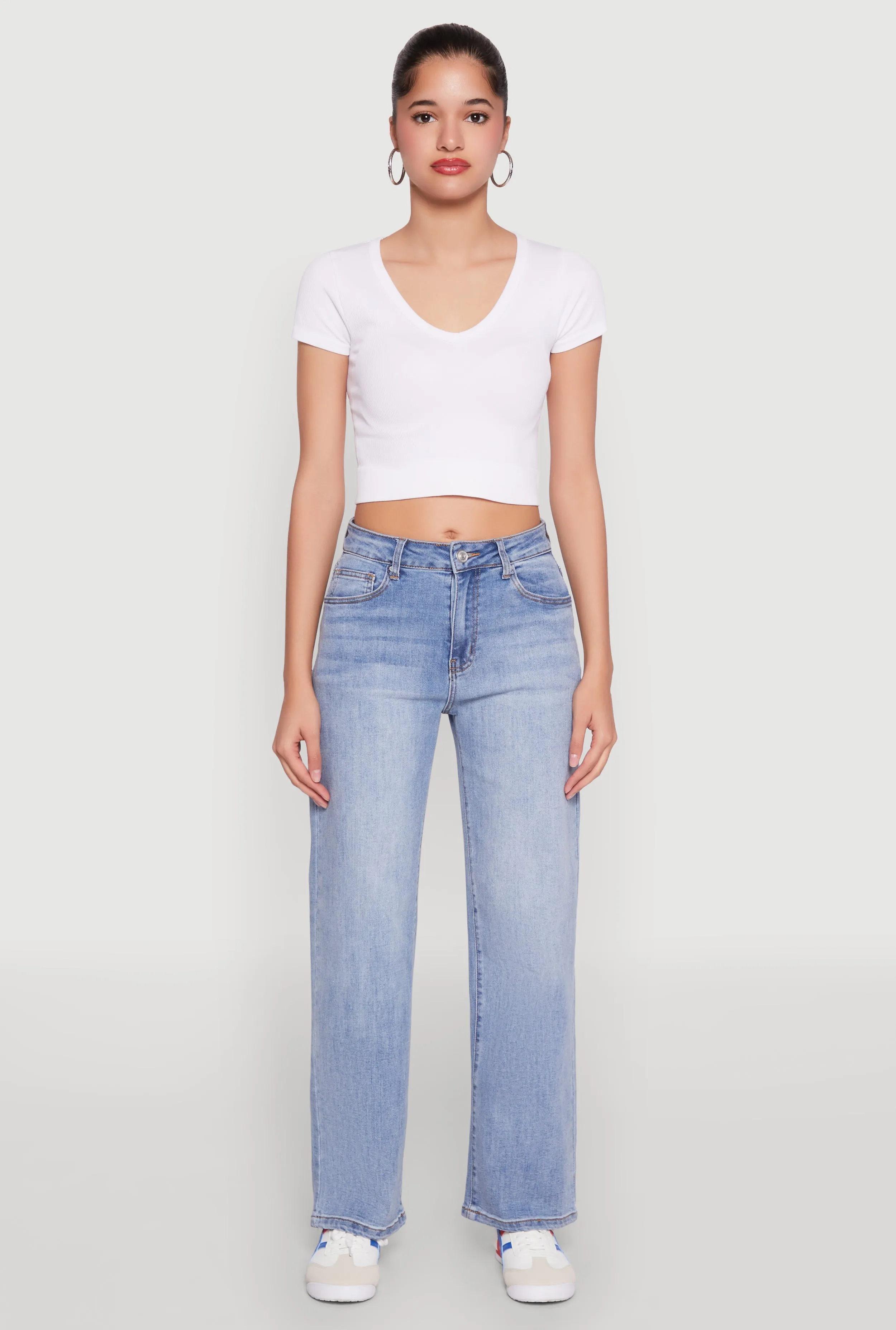 Relaxed Fit Whiskered Mid Rise Straight Jeans sold by Rainbow