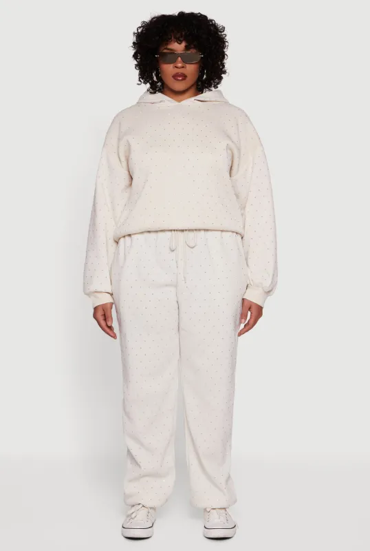 Plus Size Rhinestone Studded Drawstring Waist Sweatpants sold by Rainbow