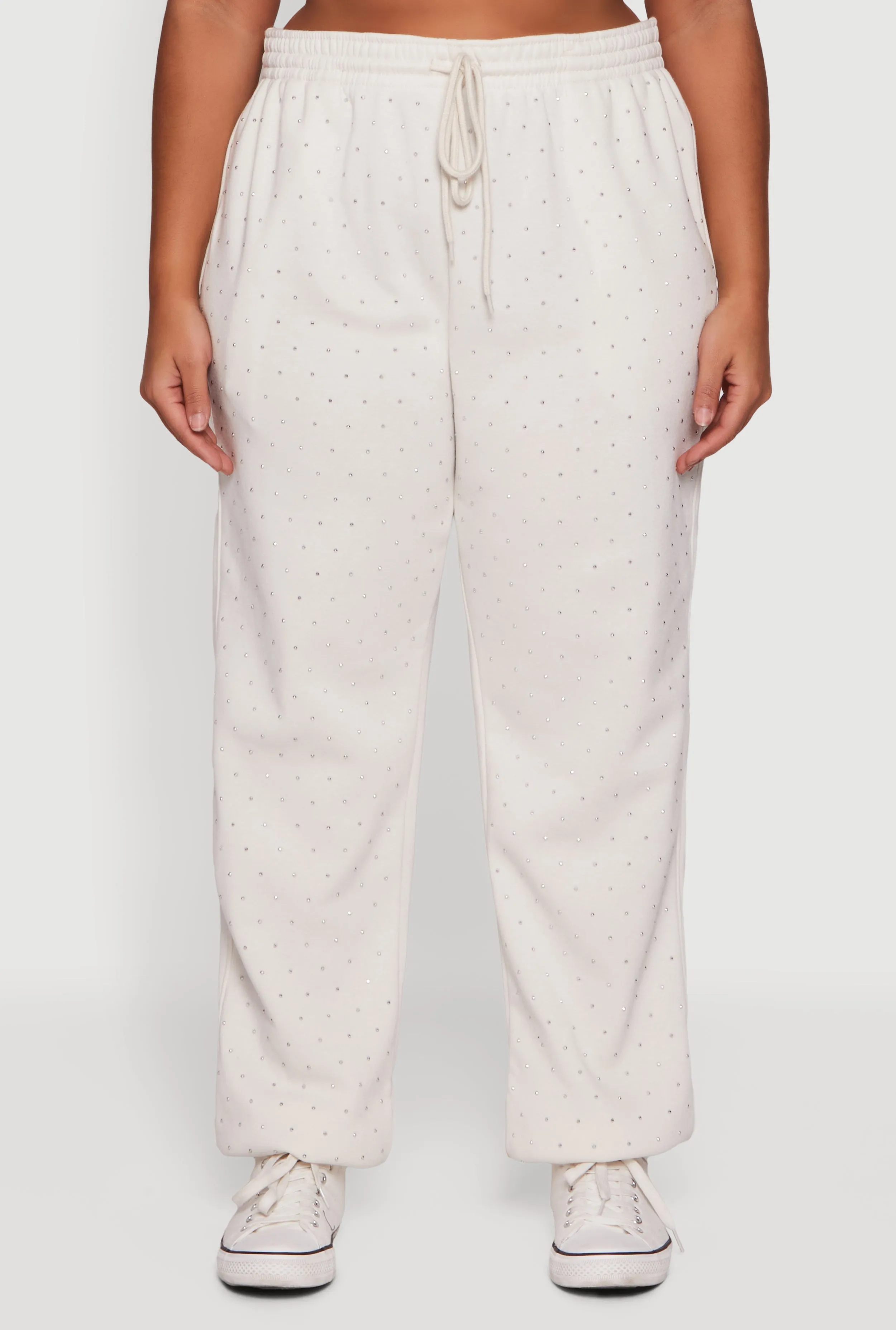 Plus Size Rhinestone Studded Drawstring Waist Sweatpants sold by Rainbow product image thumbnail 3