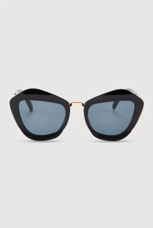 Chunky Cat Eye Metallic Frame Sunglasses sold by Rainbow
