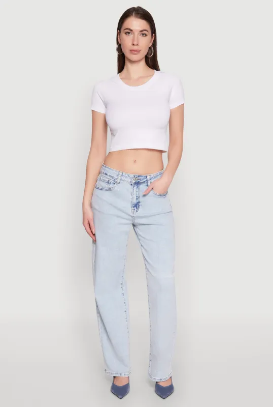 Relaxed Fit Acid Wash Straight-Leg Jeans sold by Rainbow