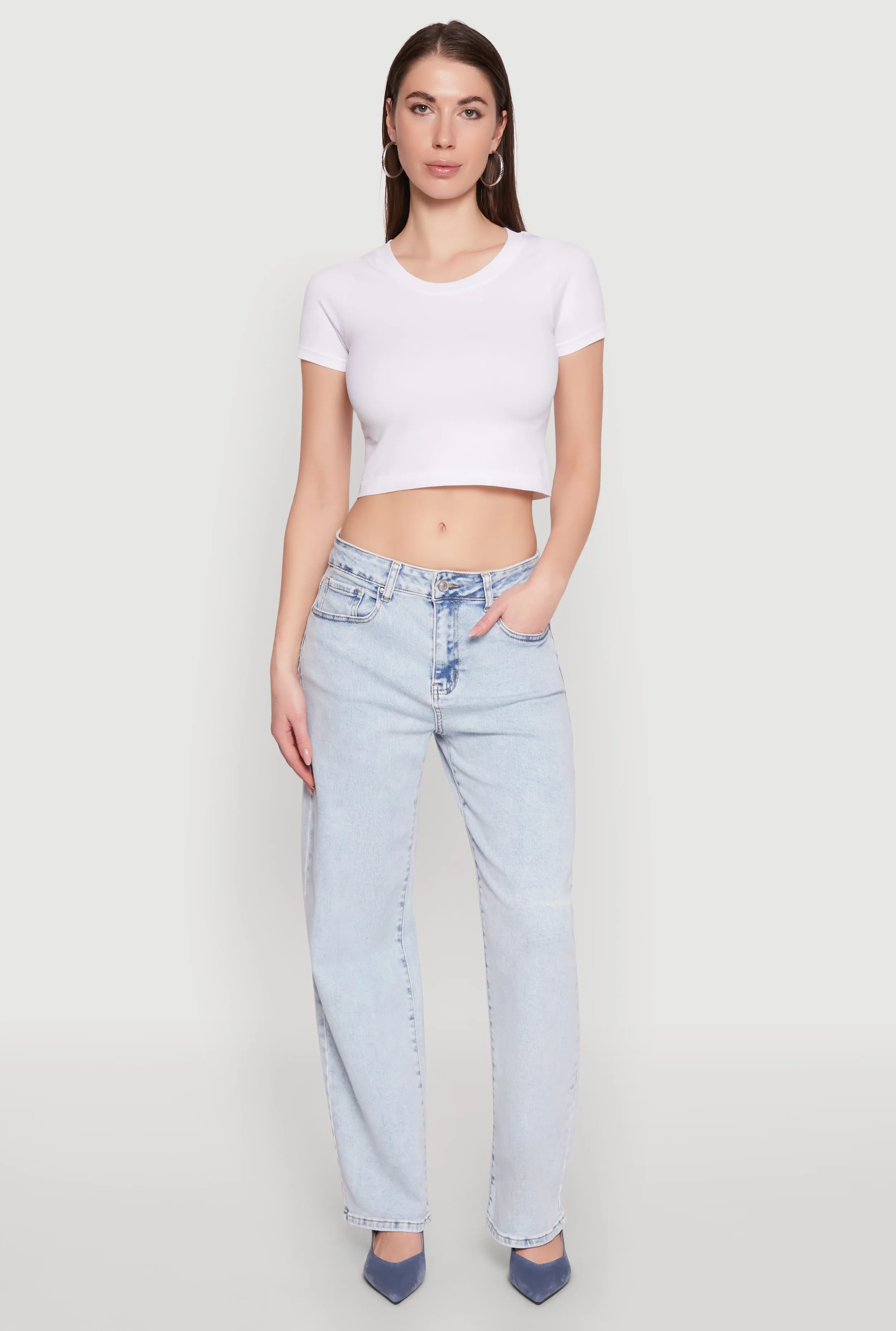 Relaxed Fit Acid Wash Straight-Leg Jeans sold by Rainbow