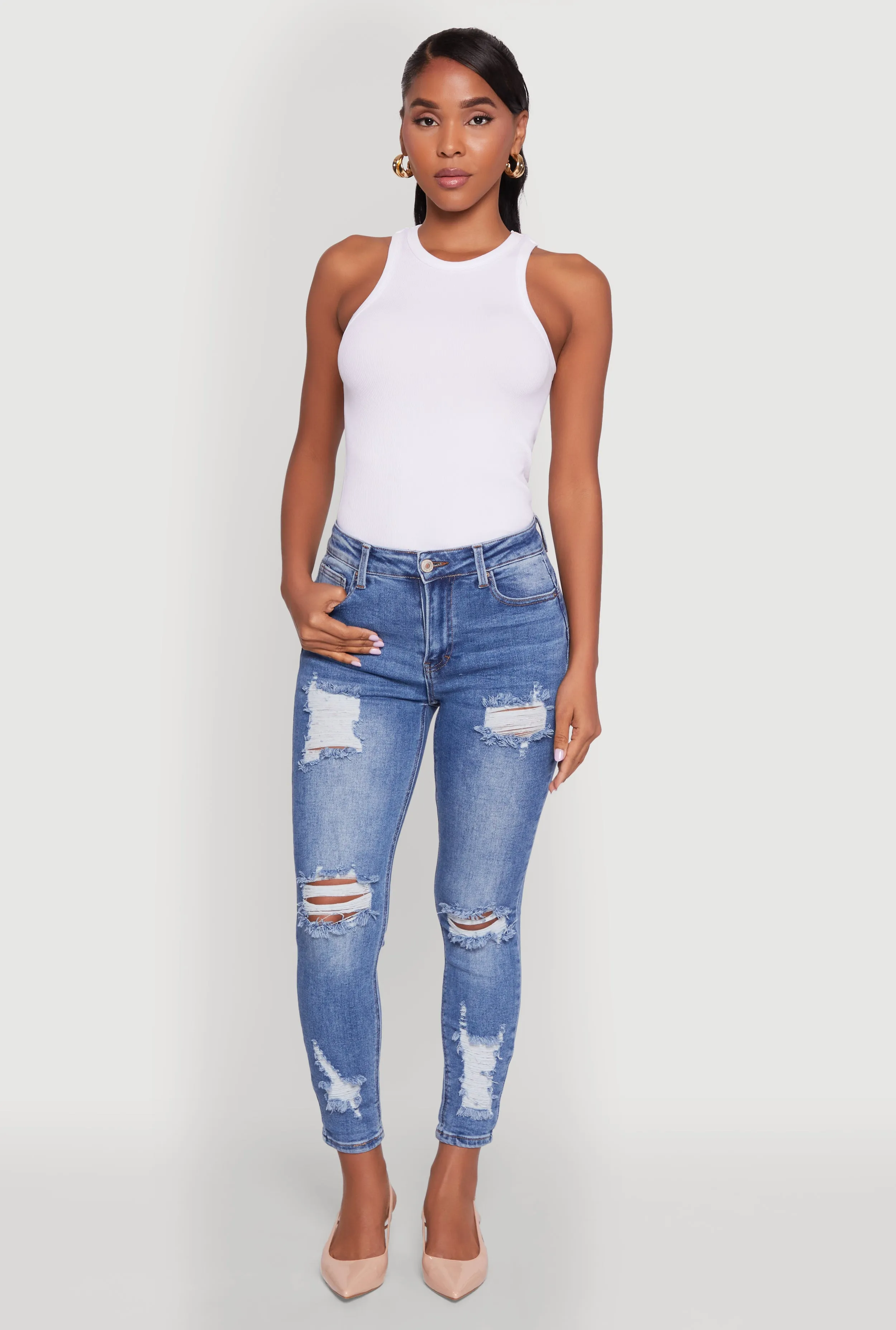 High Waist Ripped Push Up Skinny Jeans sold by Rainbow product image thumbnail 4