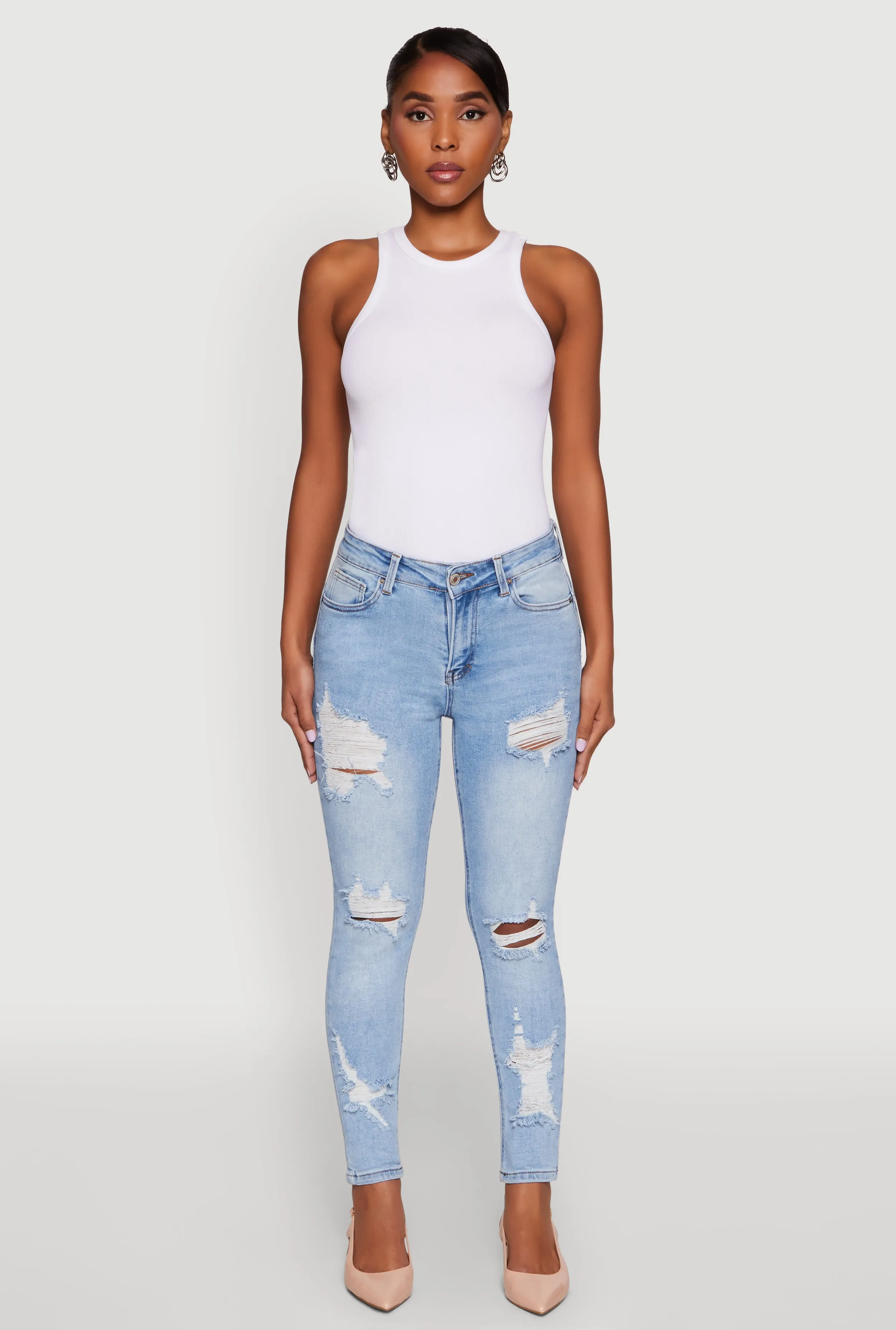 High Waist Ripped Push Up Skinny Jeans sold by Rainbow product image thumbnail 3