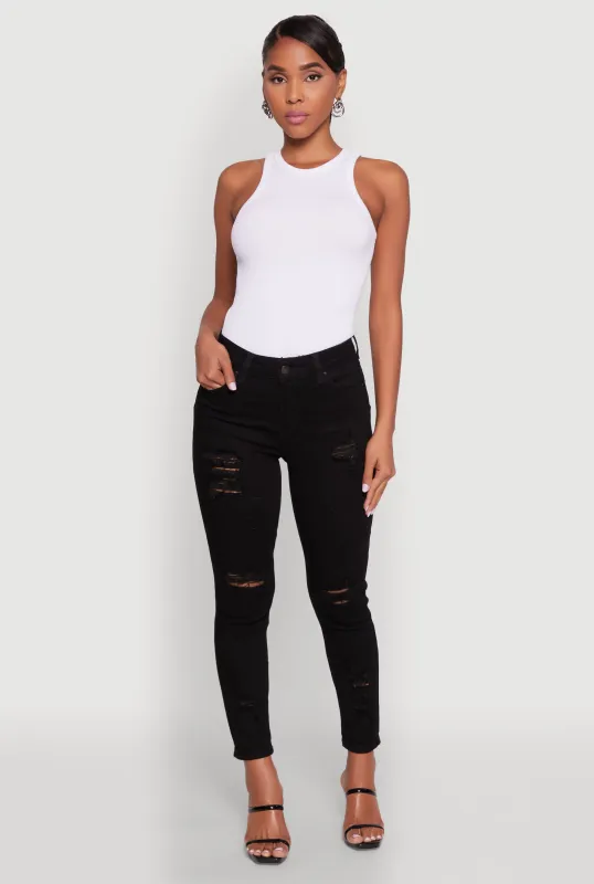 High Waist Ripped Push Up Skinny Jeans sold by Rainbow