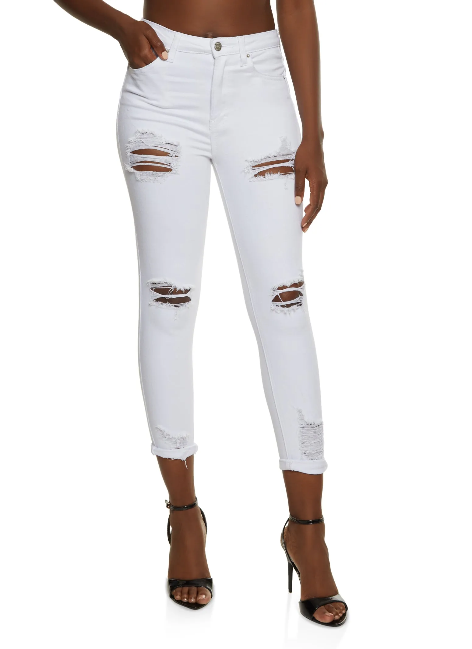 High Waist Ripped Push Up Skinny Jeans sold by Rainbow product image thumbnail 2