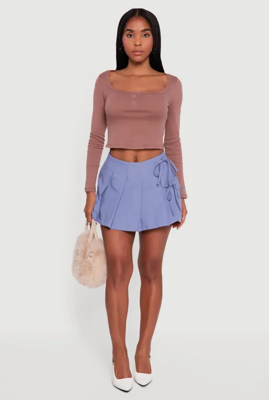 Henley Long Sleeve Crop Top sold by Rainbow