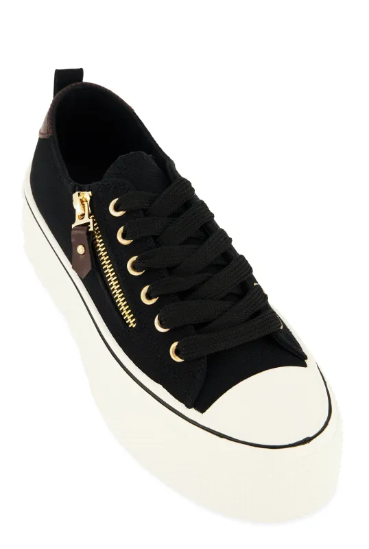 Platform Zip Lace Up Canvas Sneakers sold by Rainbow