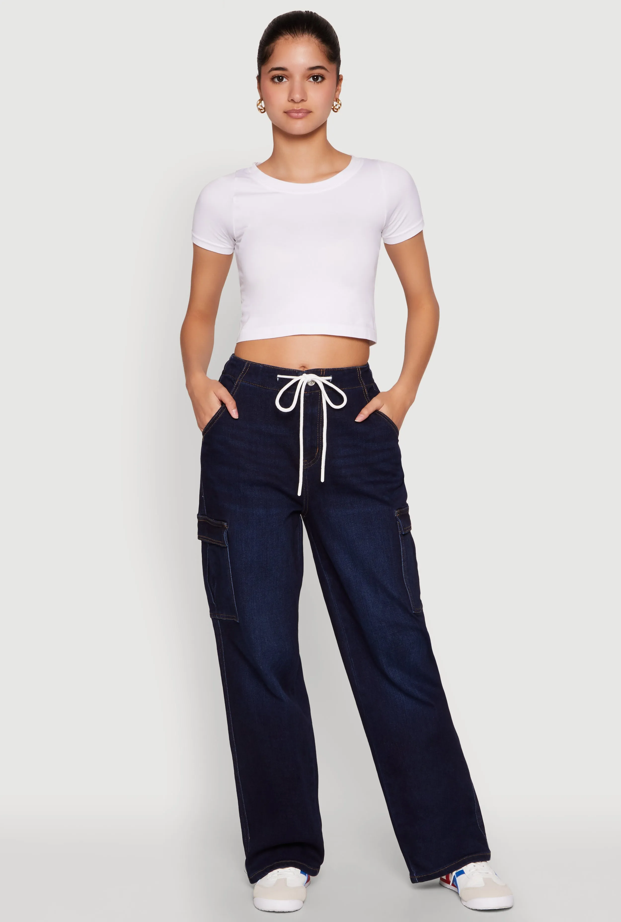 Drawstring High Waist Cargo Jeans sold by Rainbow product image thumbnail 3