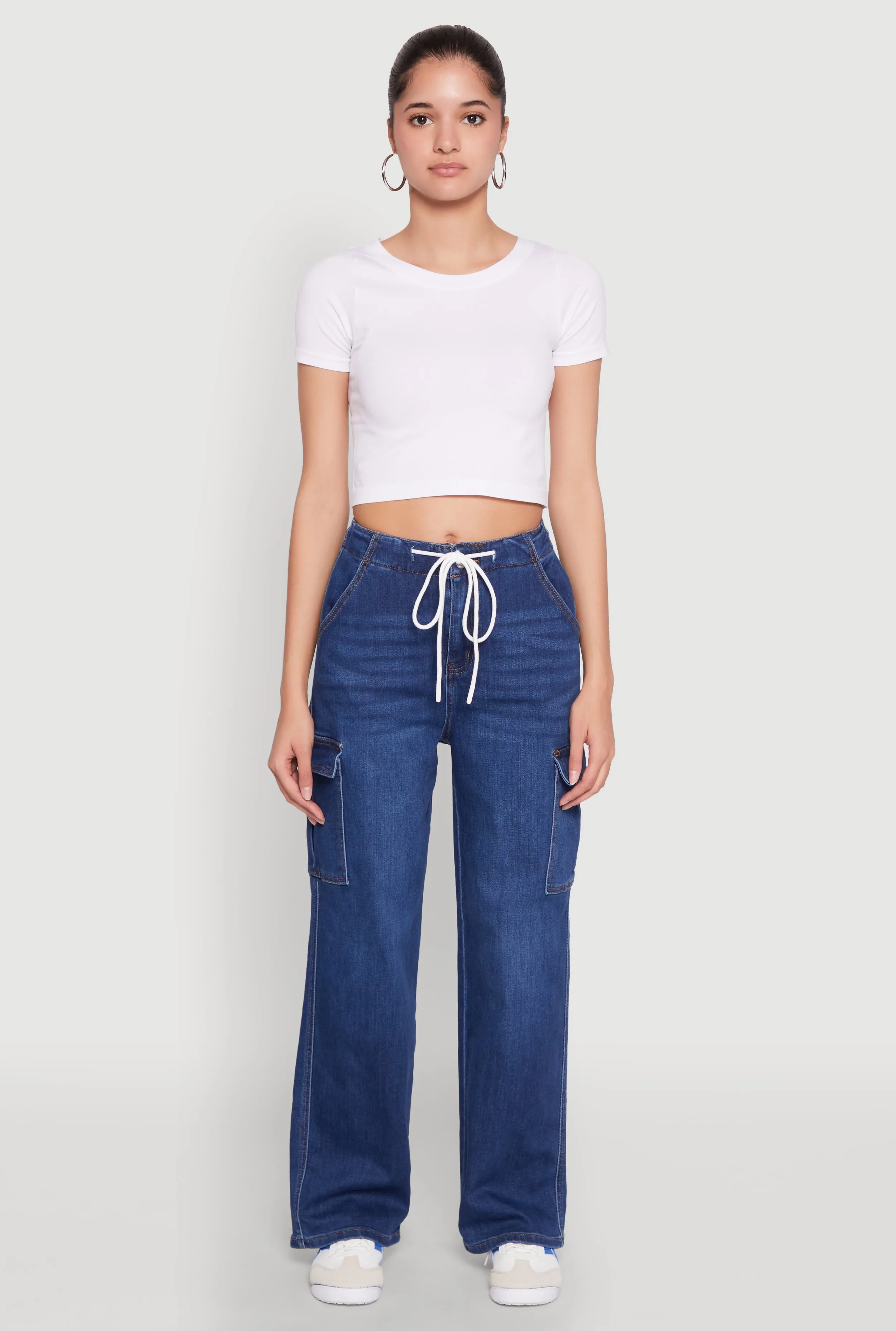 Drawstring High Waist Cargo Jeans sold by Rainbow product image thumbnail 2