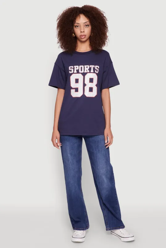 Rhinestone Embellished Graphic T-Shirt sold by Rainbow