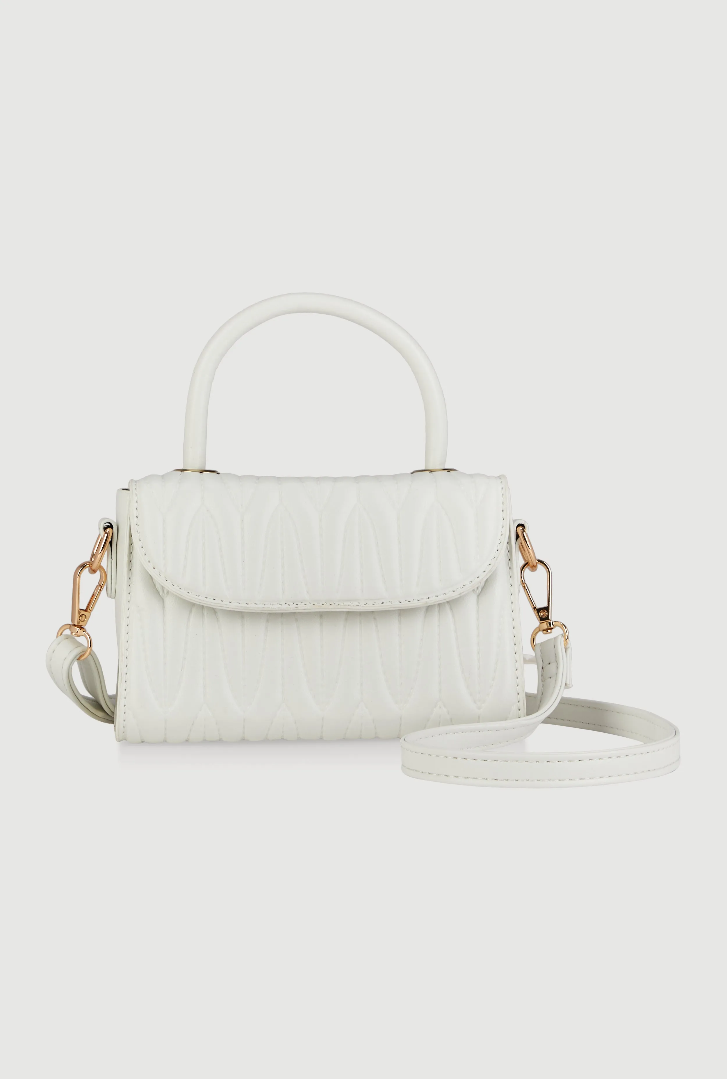 Faux Leather Quilted Top Handle Crossbody Bag sold by Rainbow product image thumbnail 3