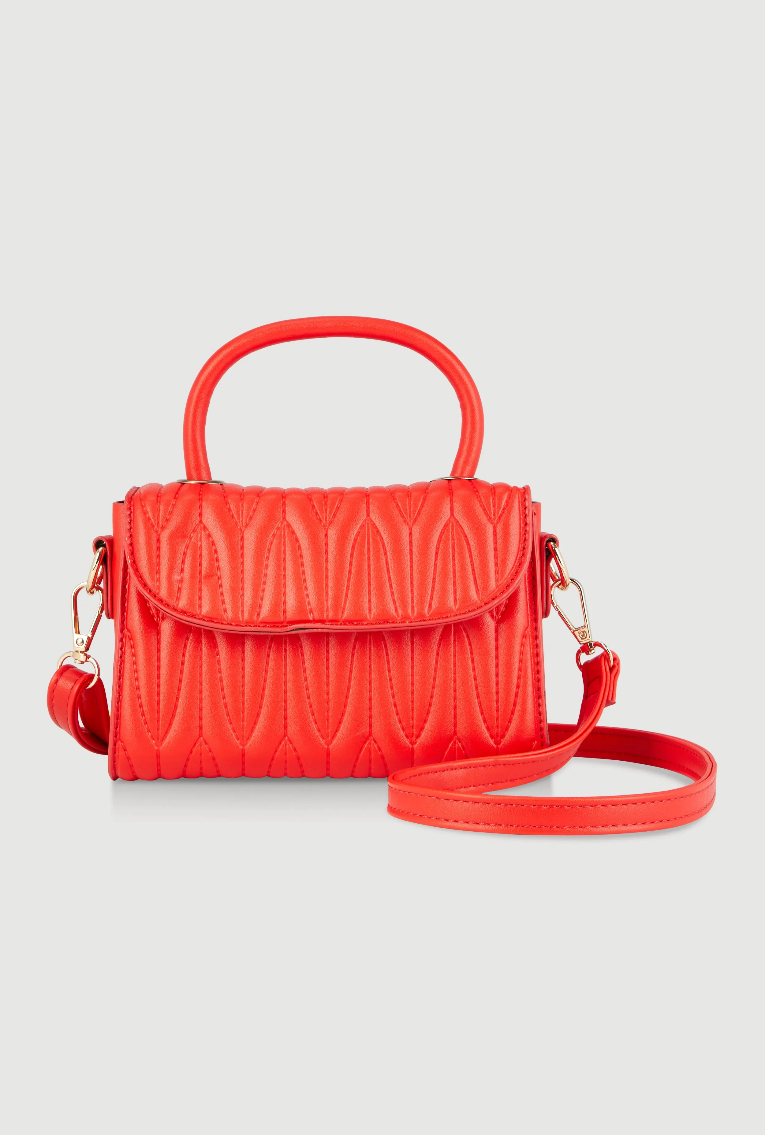 Faux Leather Quilted Top Handle Crossbody Bag sold by Rainbow product image thumbnail 2