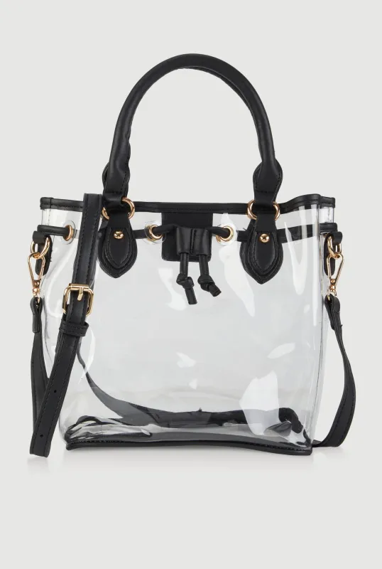 Clear Contrast Trim Crossbody Bucket Bag sold by Rainbow