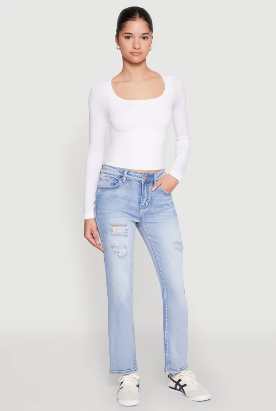 Sustainable Distressed Straight-Leg Jeans sold by Rainbow