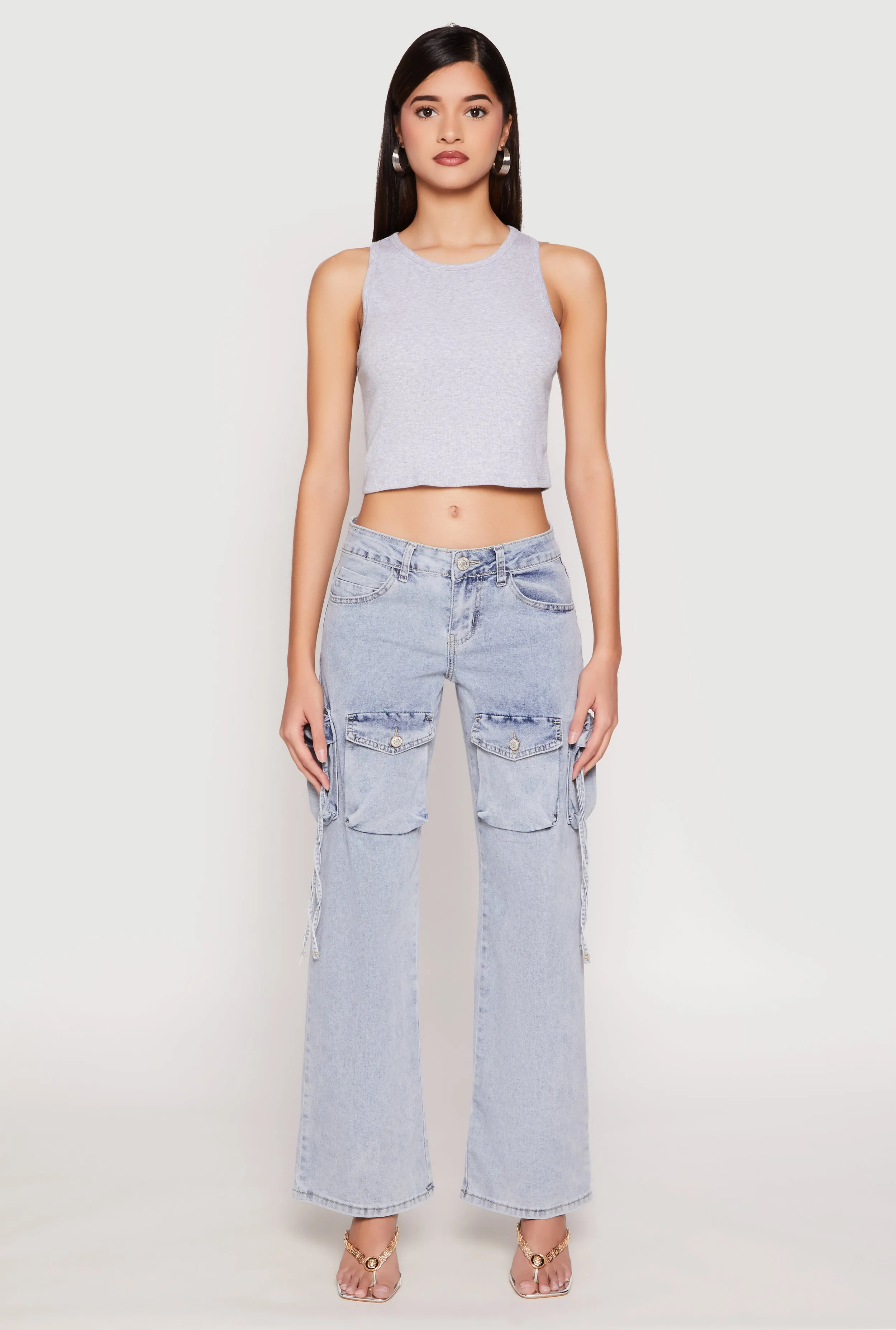 Low Rise Wide-Leg Tassel Cargo Jeans sold by Rainbow product image thumbnail 2
