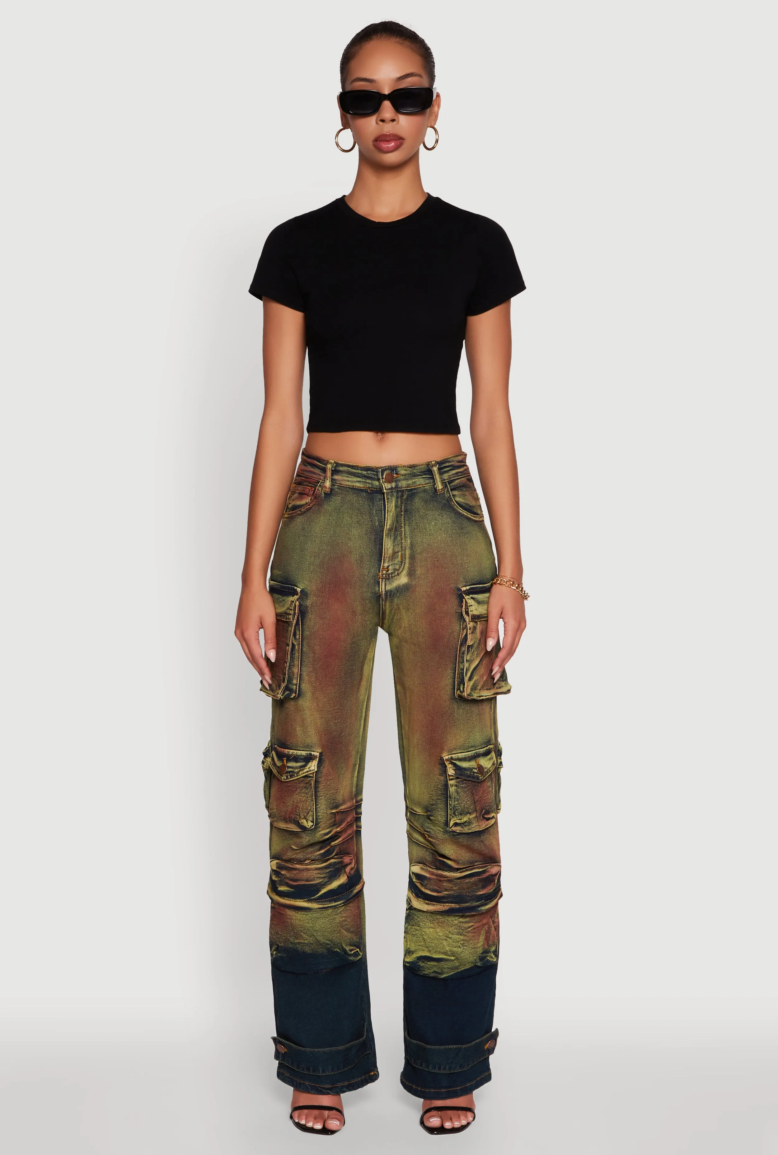 Heat Map Ombre Wide Leg Cargo Jeans sold by Rainbow product image thumbnail 2