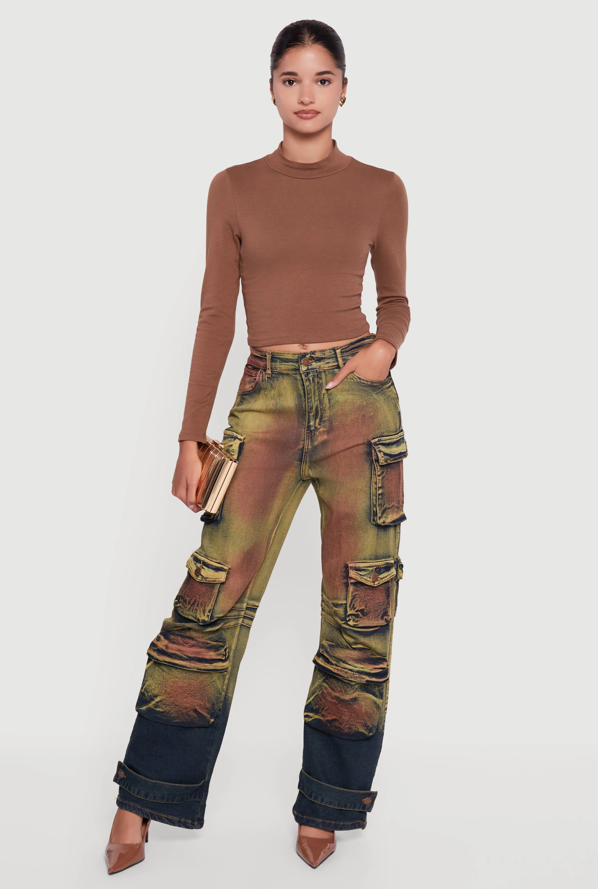 Heat Map Ombre Wide Leg Cargo Jeans sold by Rainbow