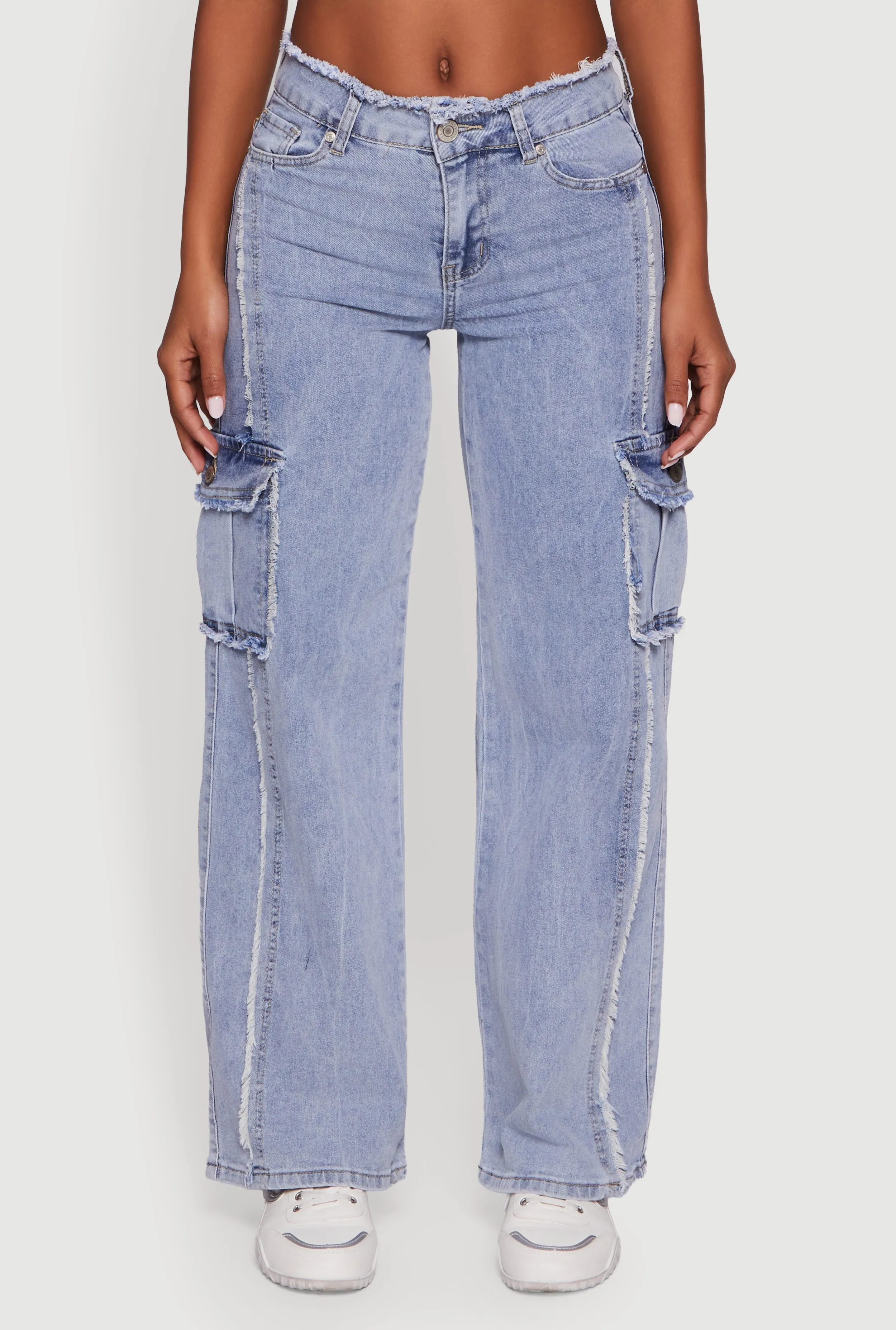 Frayed Acid Wash Cargo Jeans sold by Rainbow product image thumbnail 5